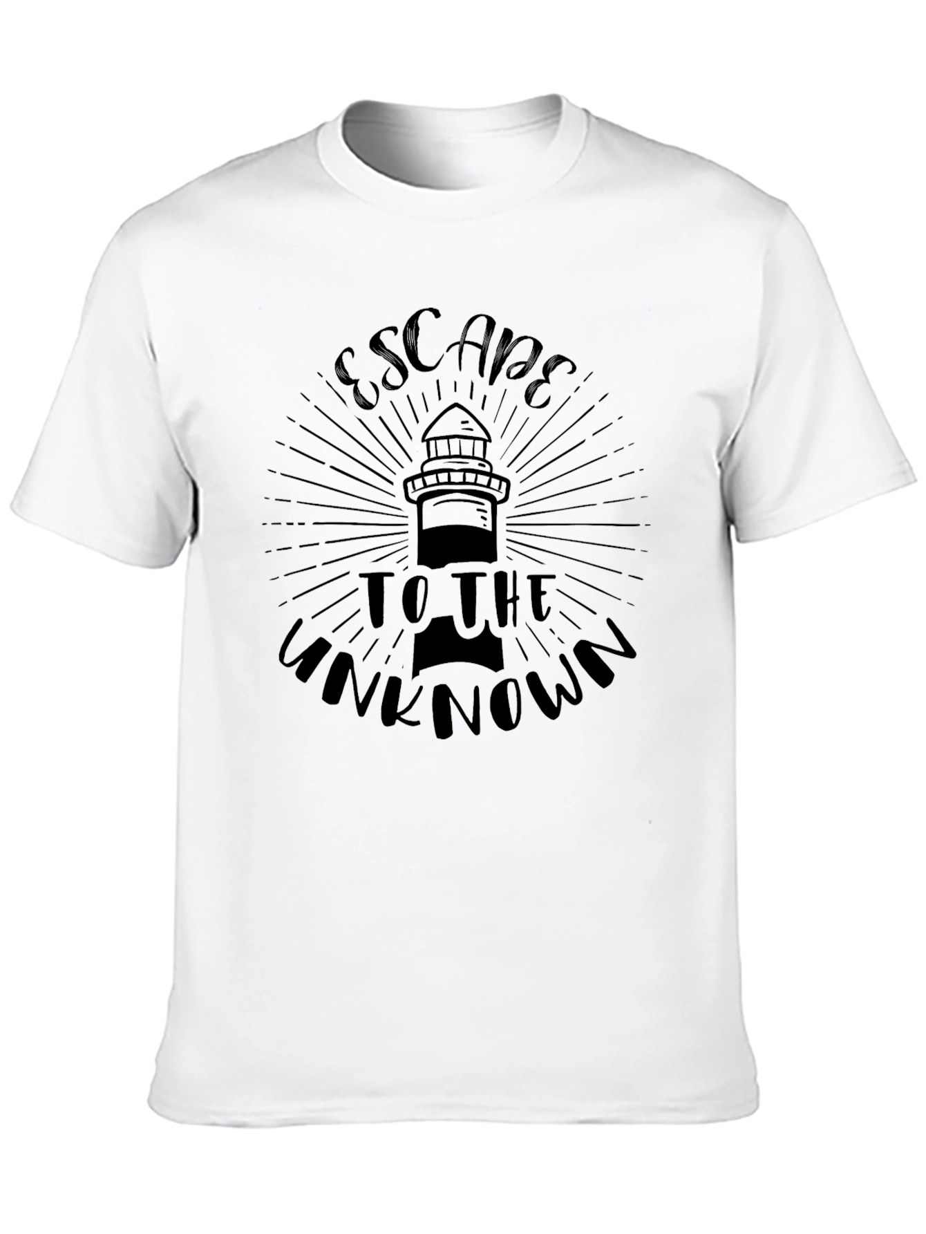 Escape to the Unknown Lighthouse Black T-Shirt