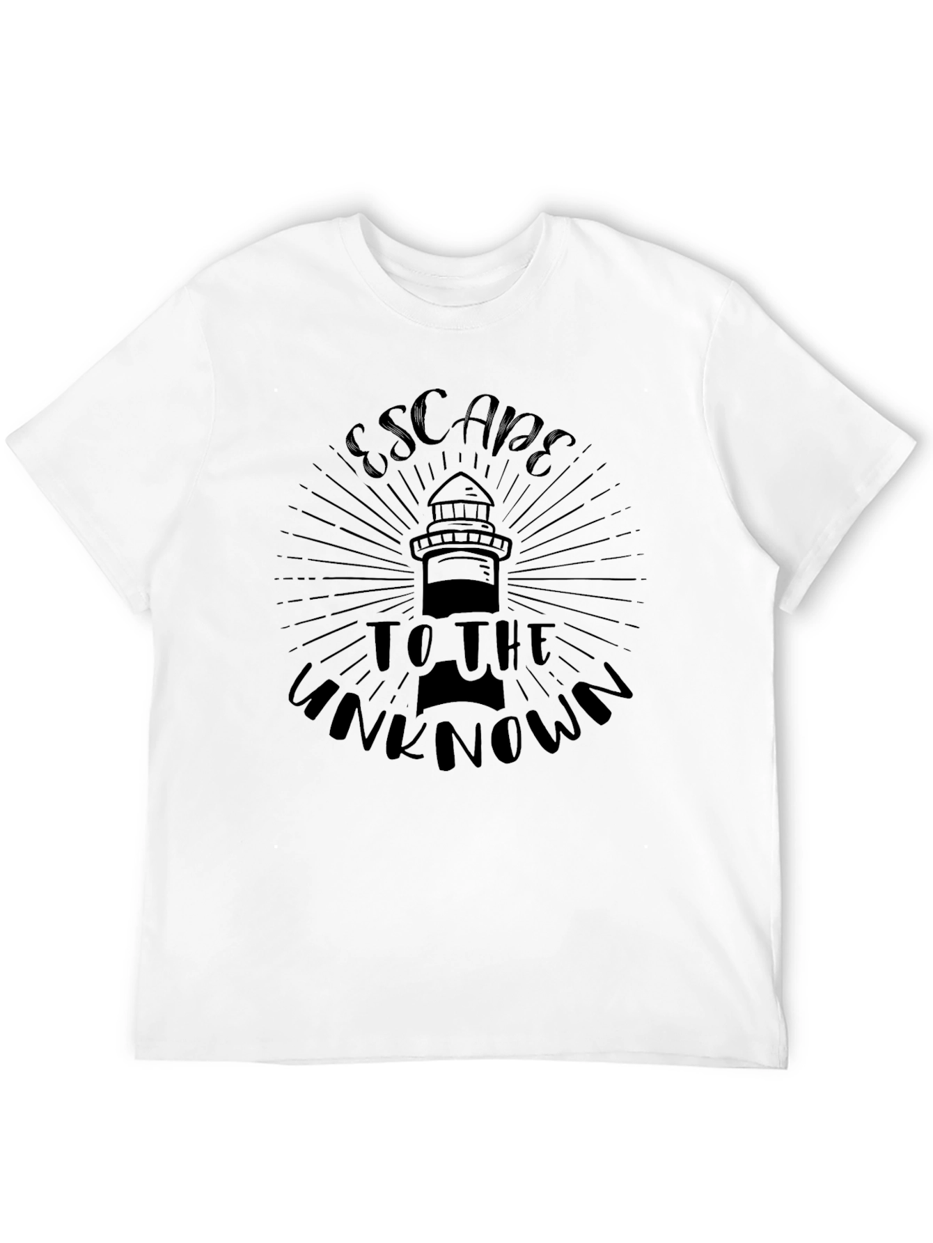 Escape to the Unknown Lighthouse Black T-Shirt