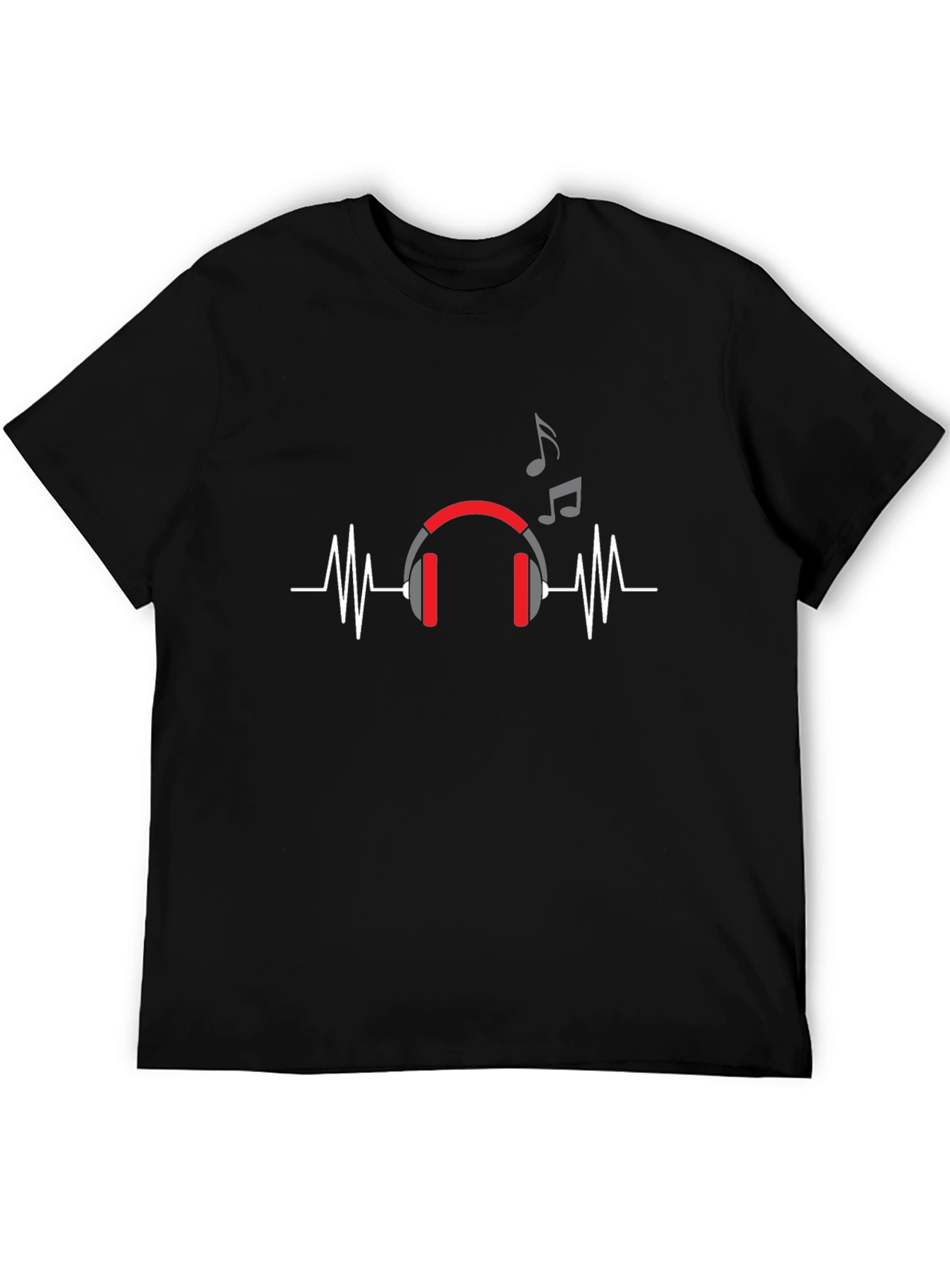 Music Lover T-Shirt - Headphones and Heartbeat Design
