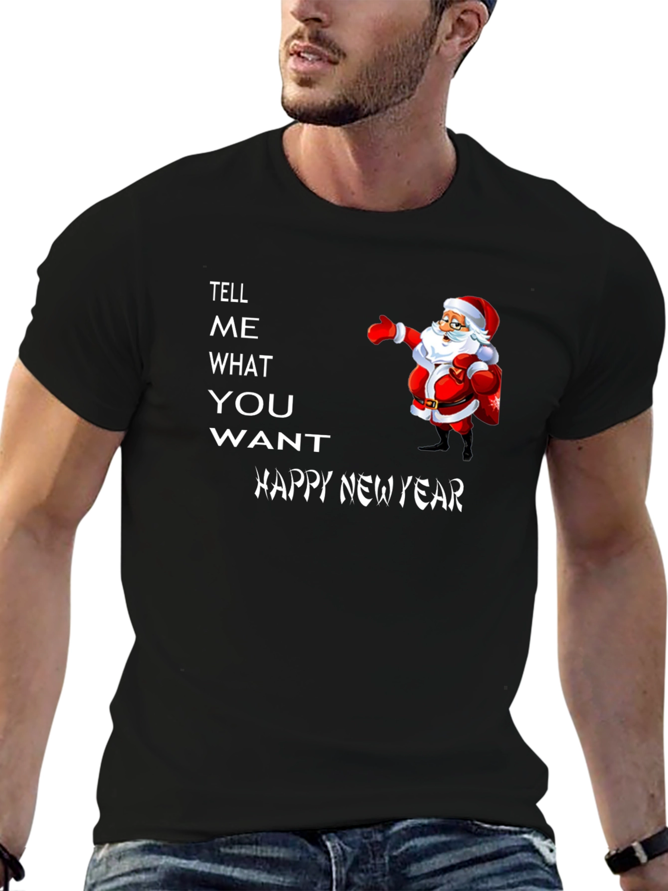 Festive Santa T-Shirt - Happy New Year Graphic Tee