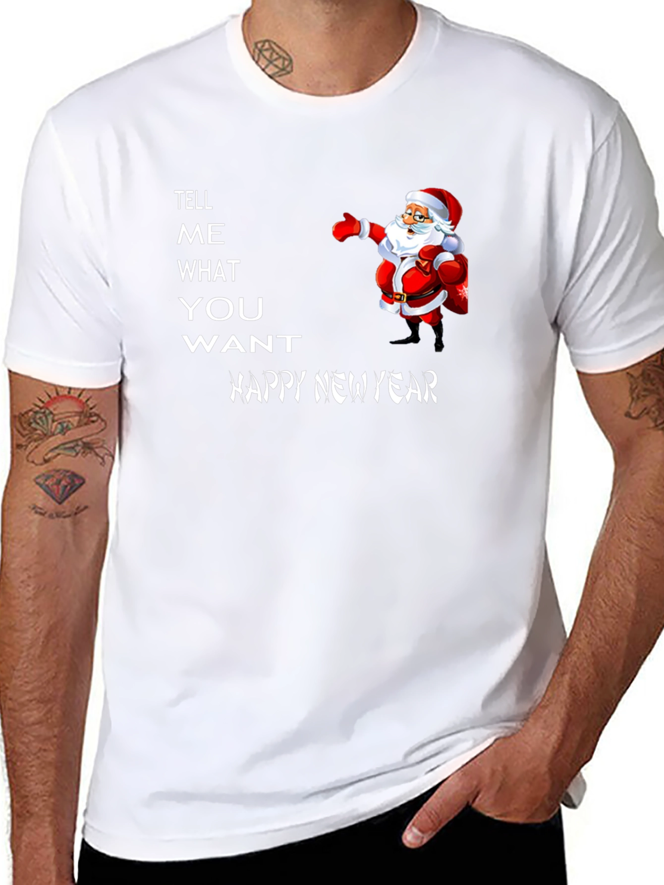 Festive Santa T-Shirt - Happy New Year Graphic Tee