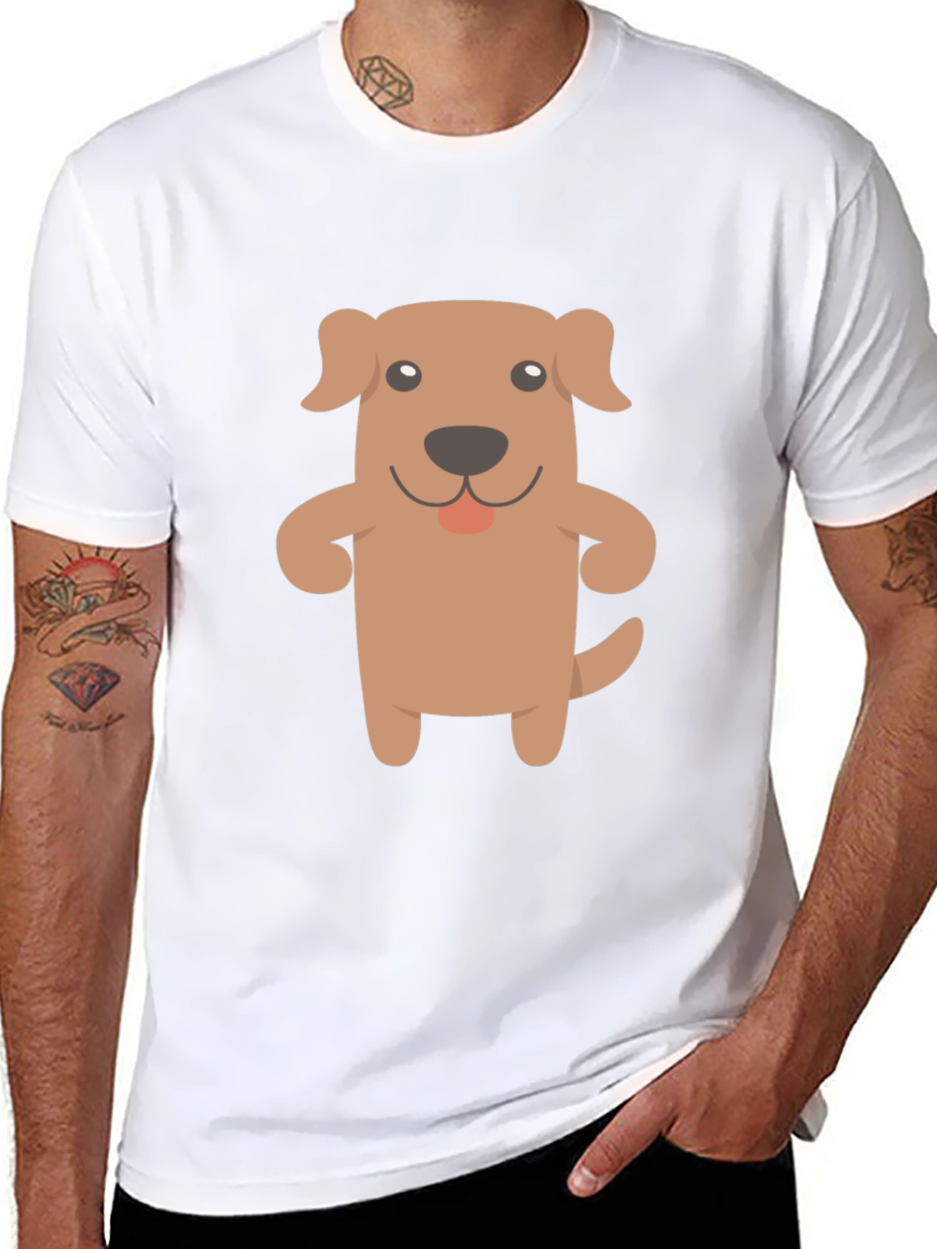 Cartoon Dog Graphic Black T-Shirt