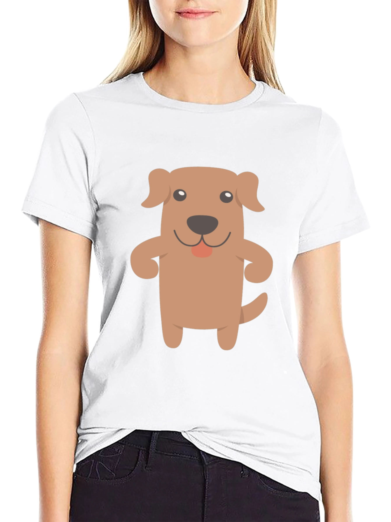 Cartoon Dog Graphic Black T-Shirt
