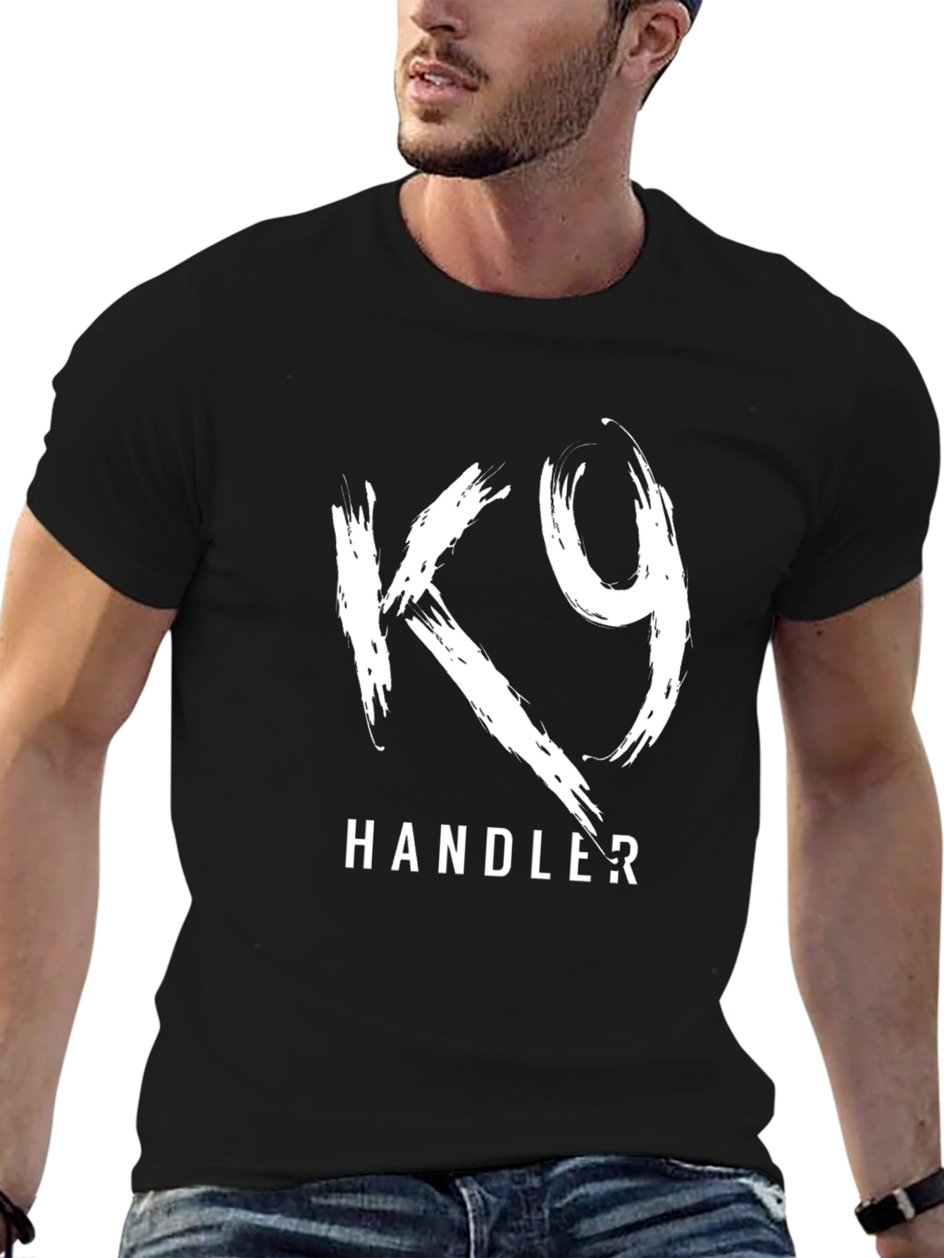 K9 Handler Graphic T-Shirt - Black Cotton Tee