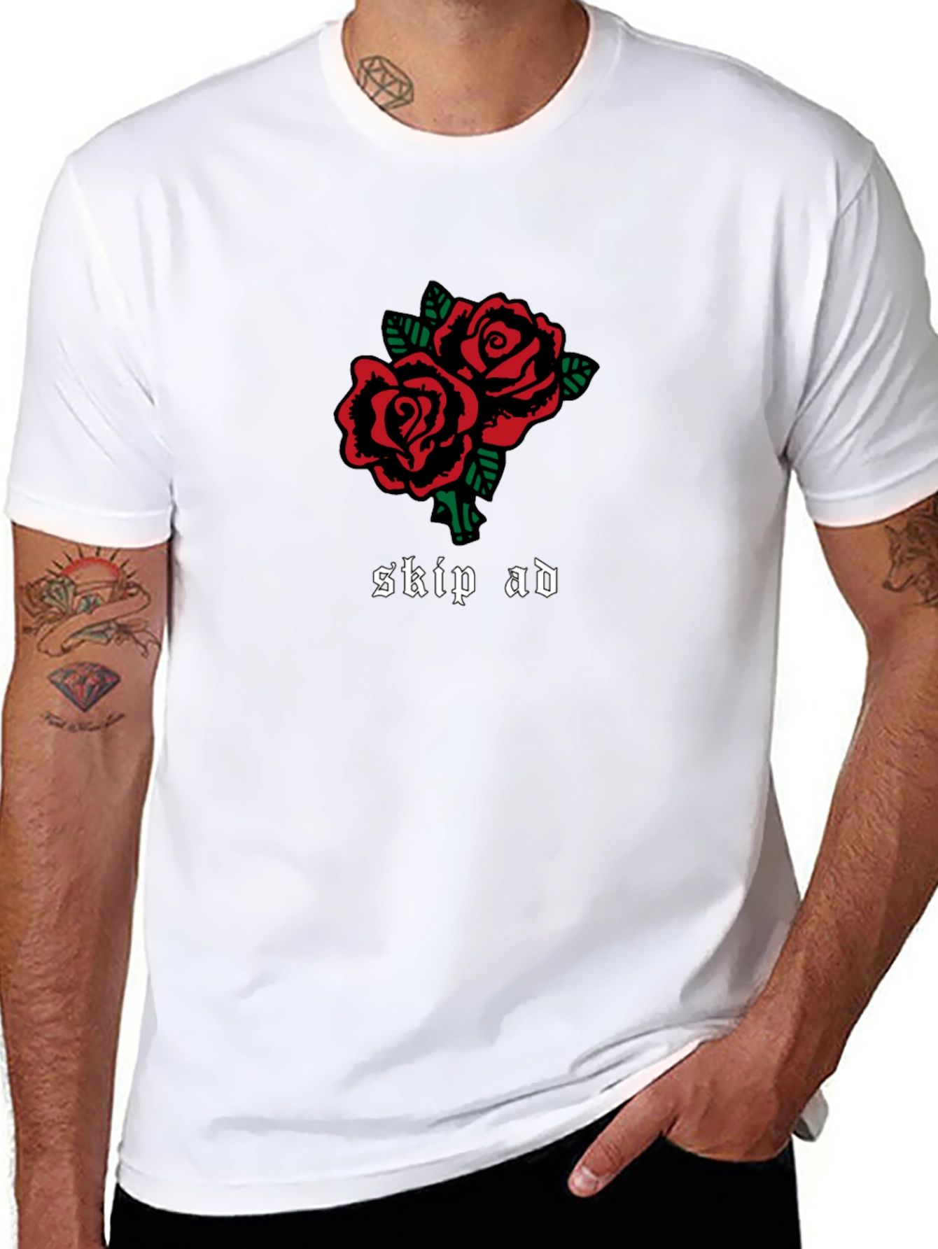 Skip Ad Rose Graphic T-Shirt - Black