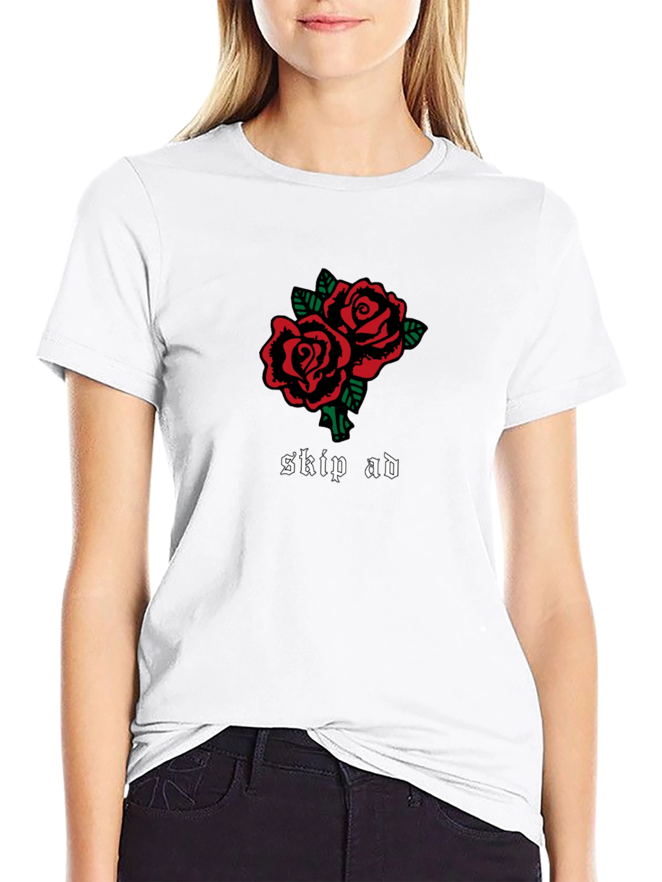 Skip Ad Rose Graphic T-Shirt - Black