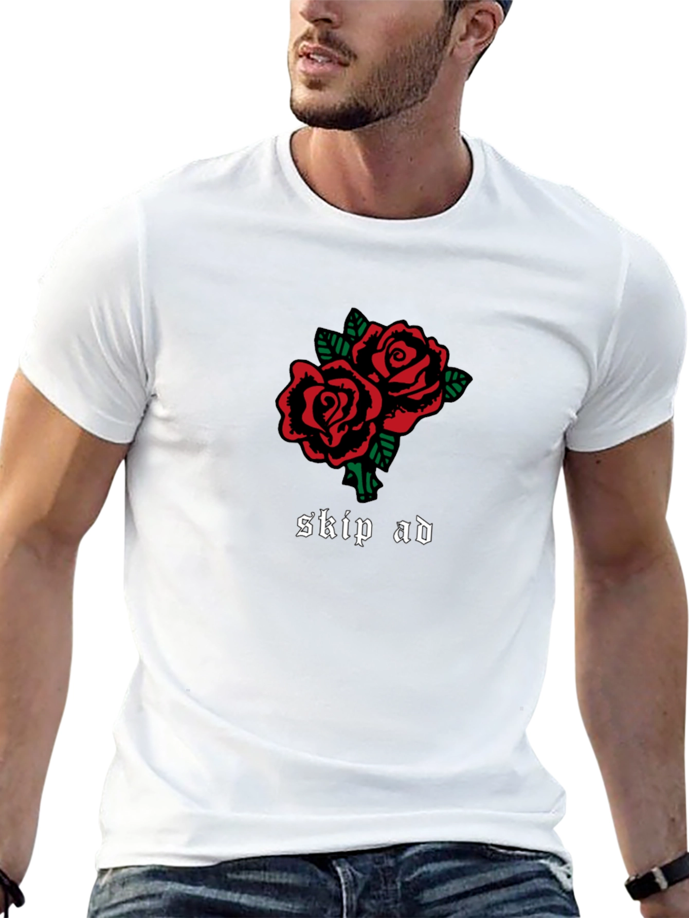 Skip Ad Rose Graphic T-Shirt - Black