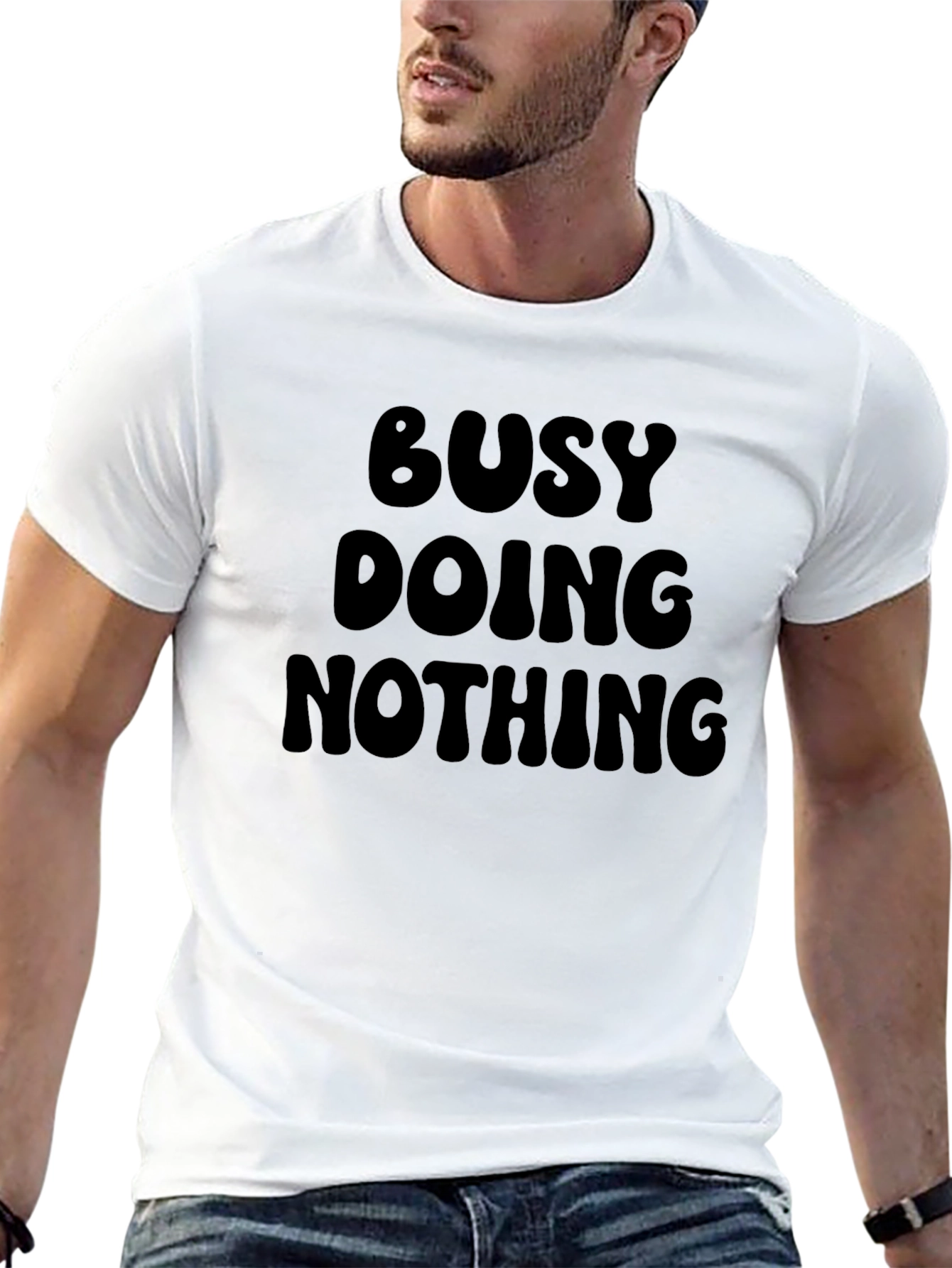 Busy Doing Nothing - Black Graphic T-Shirt