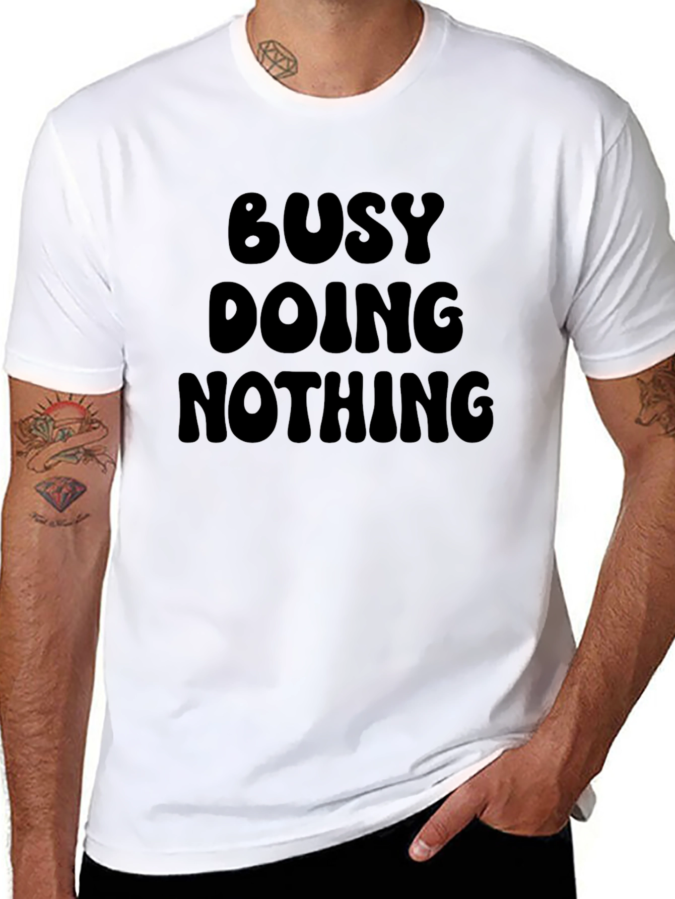 Busy Doing Nothing - Black Graphic T-Shirt