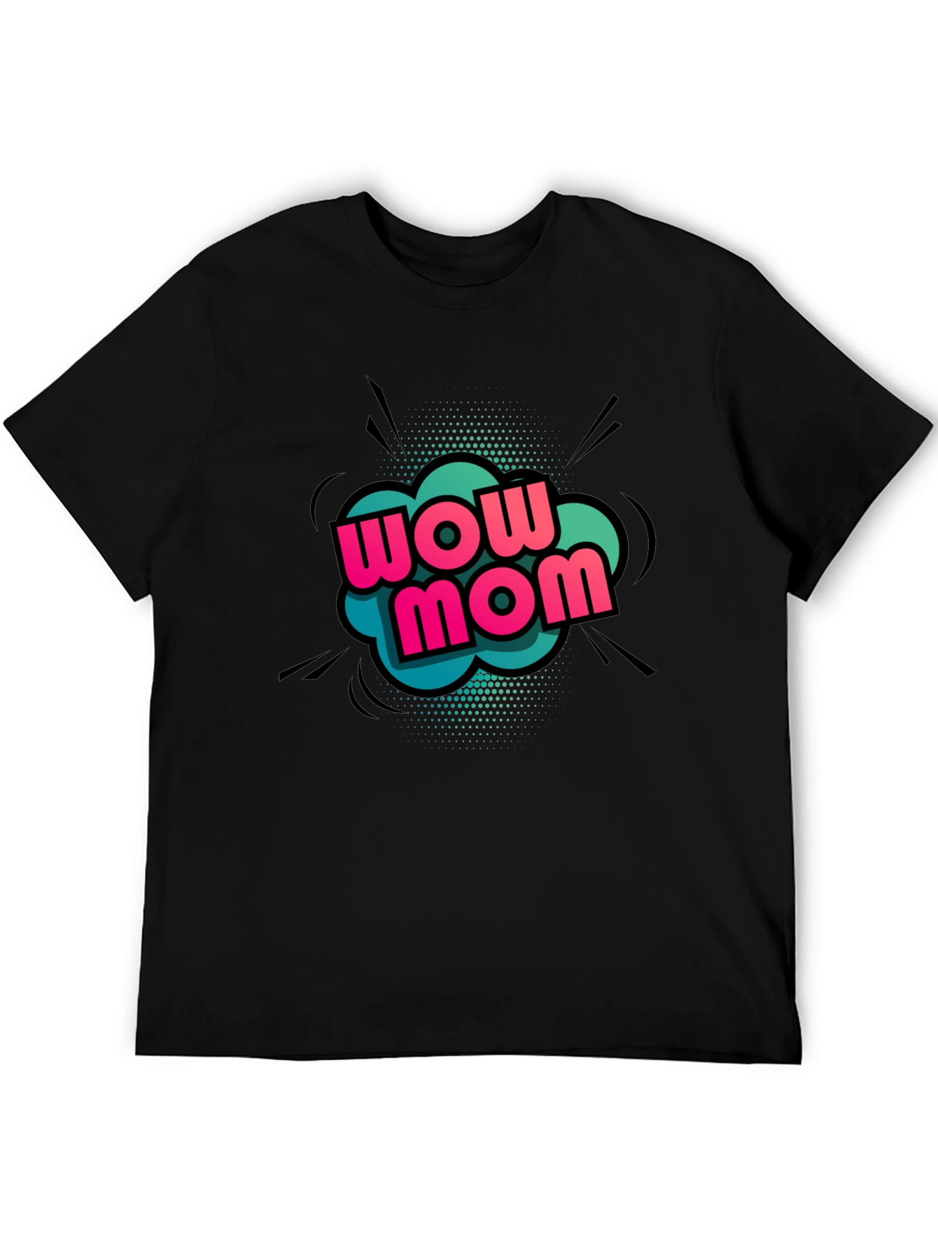 Wow Mom Graphic T-Shirt - Black Cotton Tee