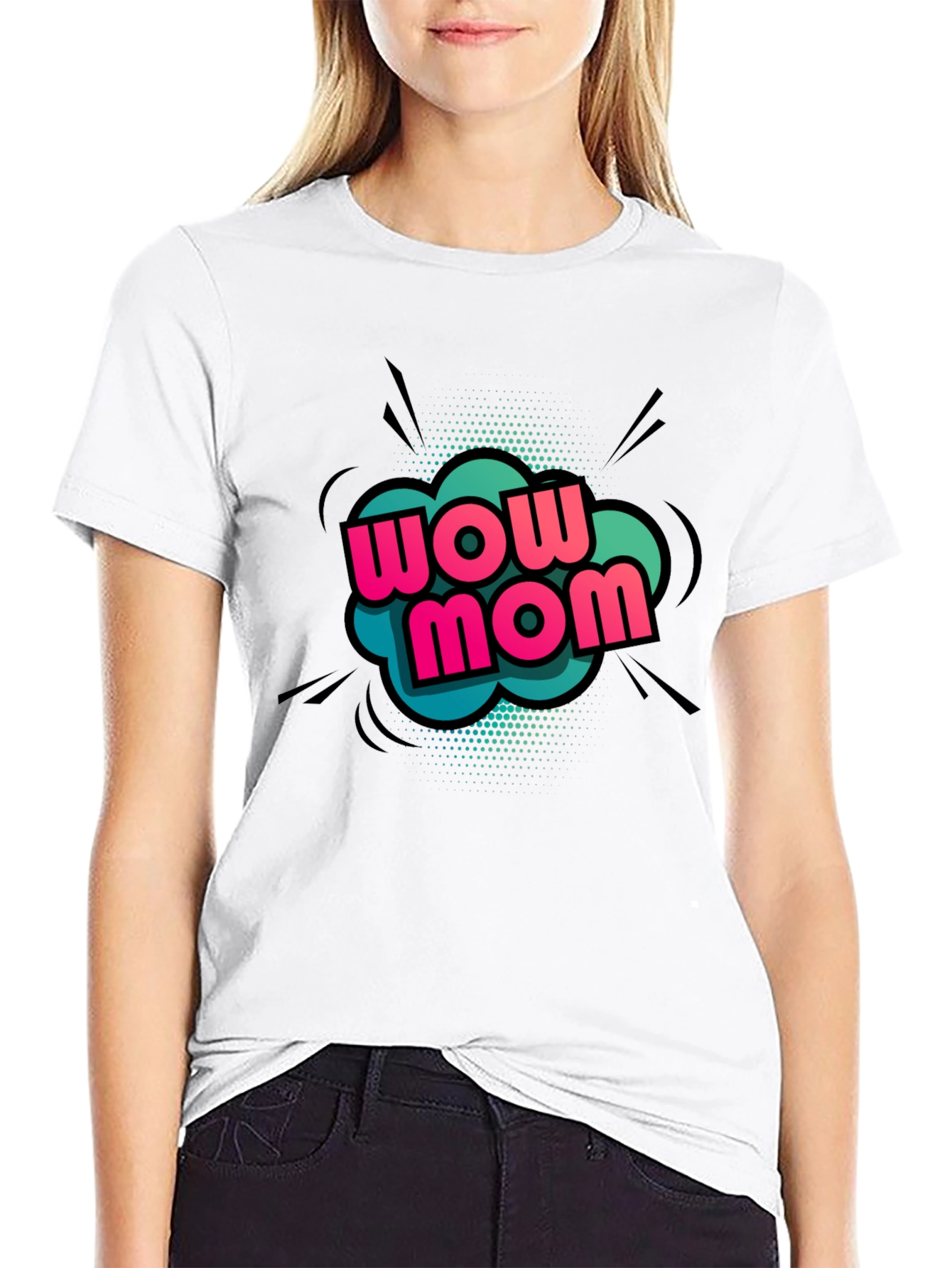 Wow Mom Graphic T-Shirt - Black Cotton Tee