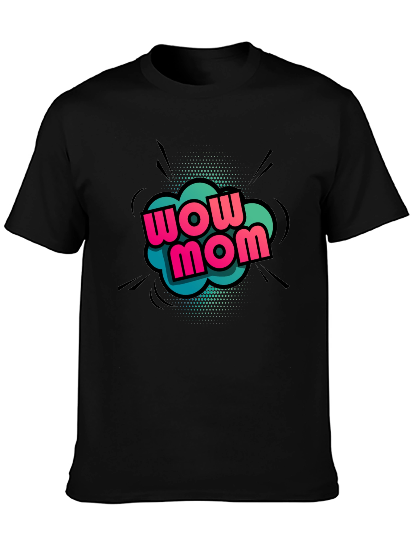 Wow Mom Graphic T-Shirt - Black Cotton Tee