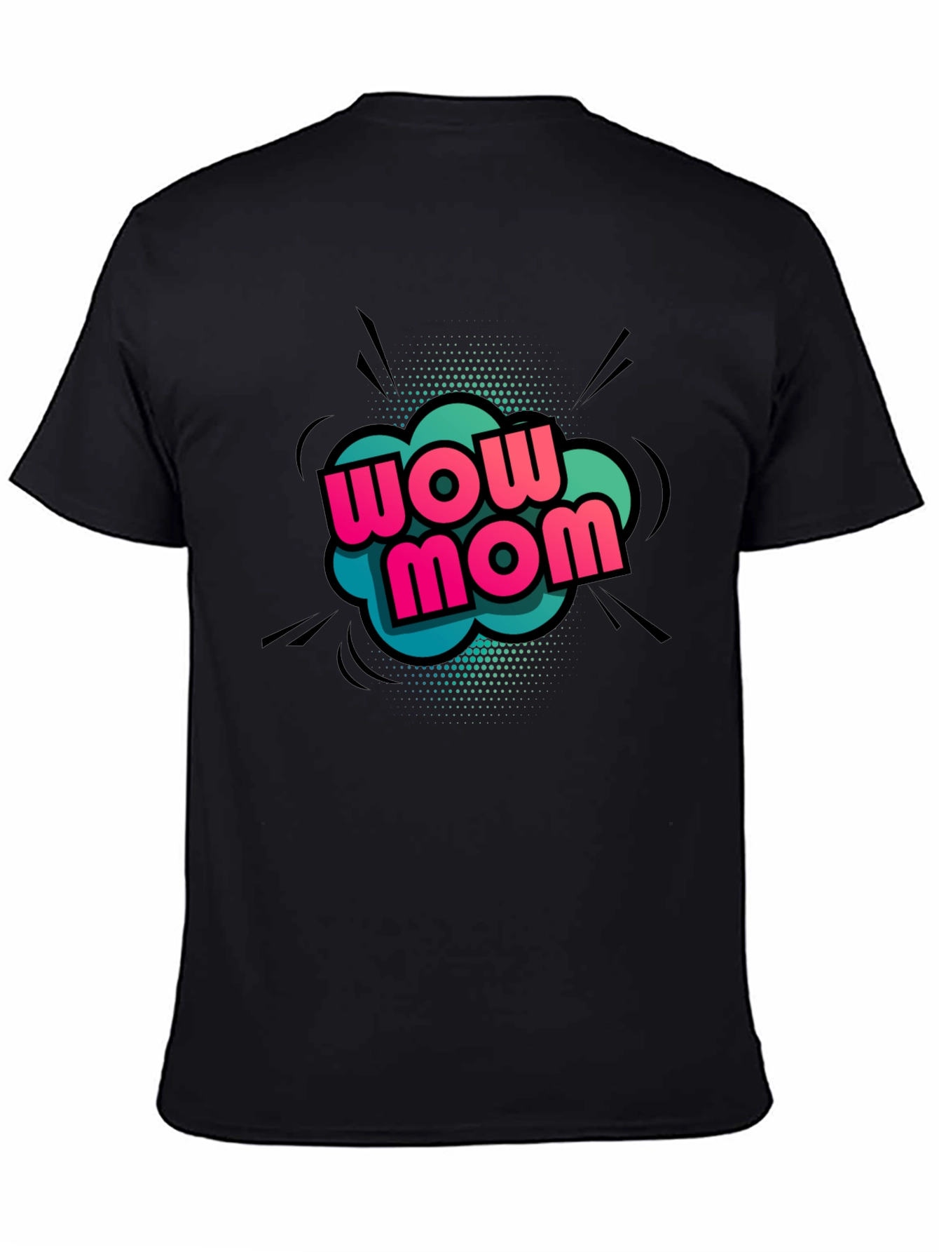 Wow Mom Graphic T-Shirt - Black Cotton Tee