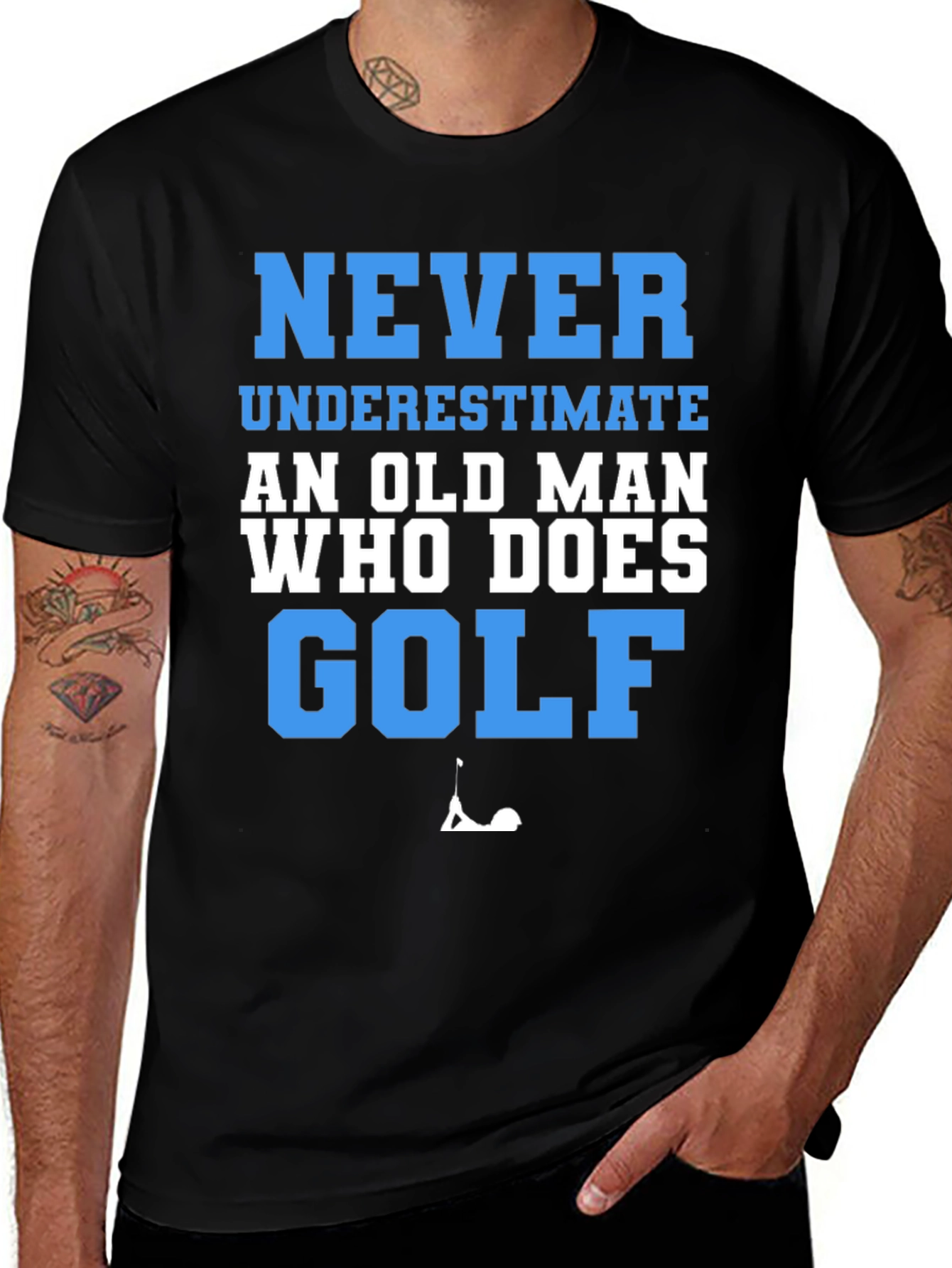 Never Underestimate Golf T-Shirt Funny Old Man Tee