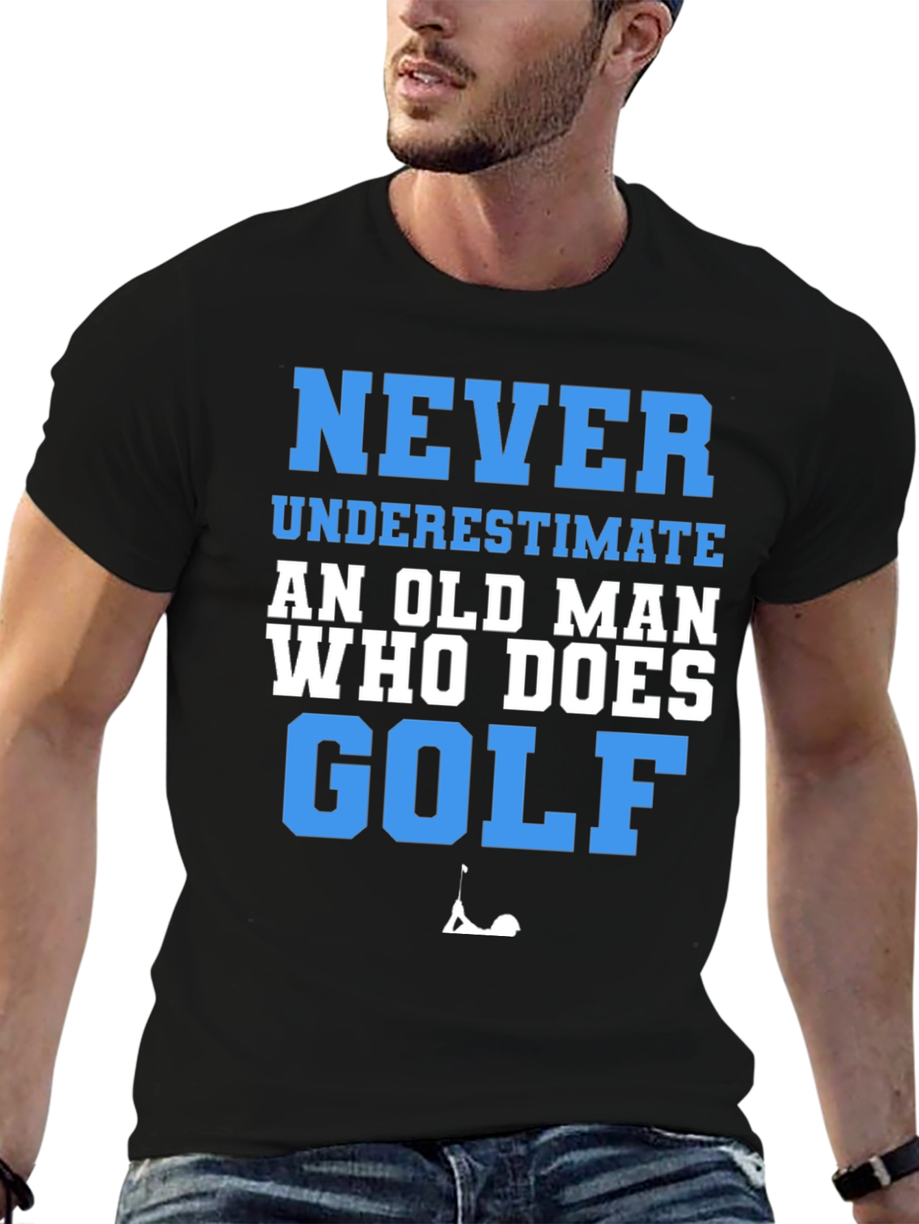 Never Underestimate Golf T-Shirt Funny Old Man Tee