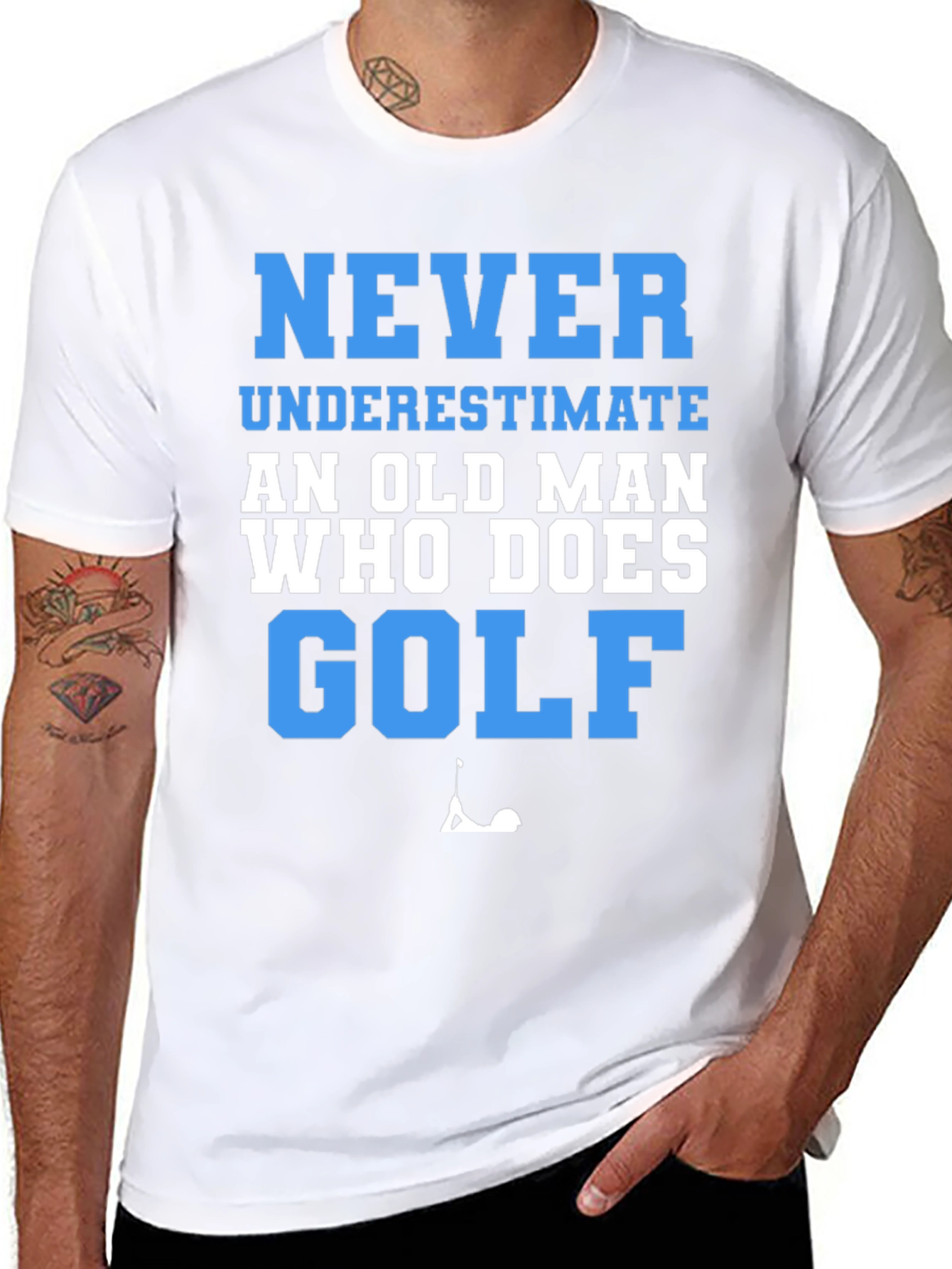 Never Underestimate Golf T-Shirt Funny Old Man Tee