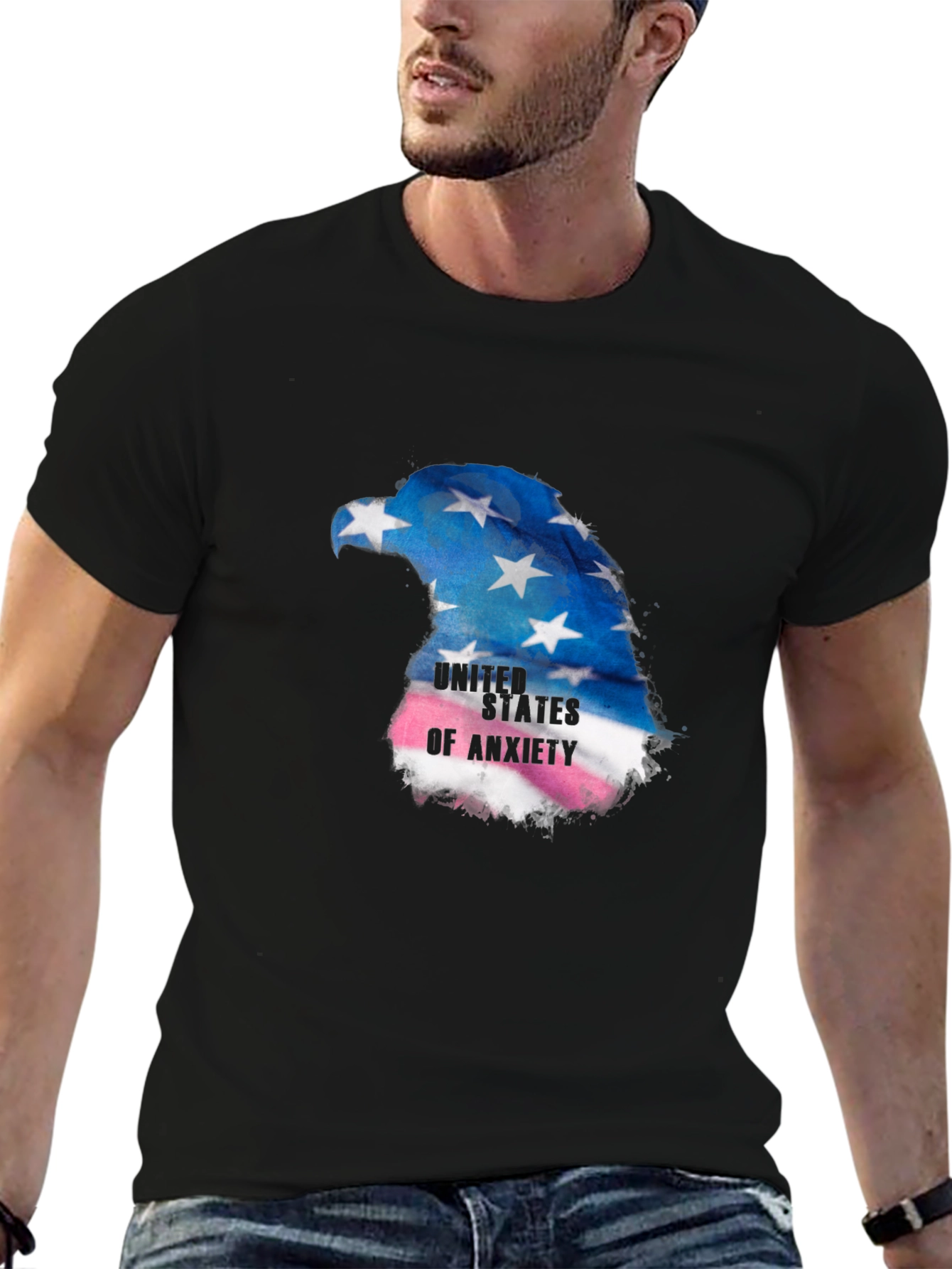 United States of Anxiety T-Shirt - Patriotic Eagle Design