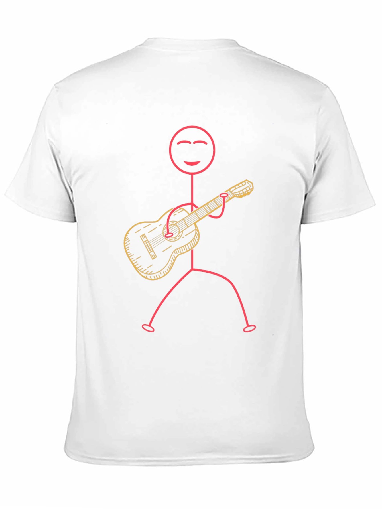 Stick Figure Guitarist Graphic Tee - Black Cotton T-Shirt