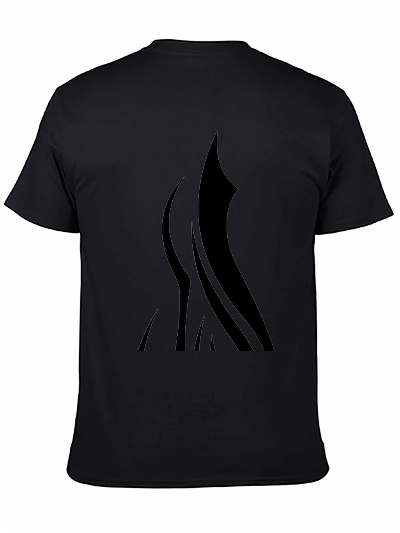 Black T-Shirt with Abstract Flame Design