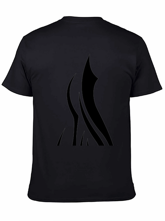 Black T-Shirt with Abstract Flame Design