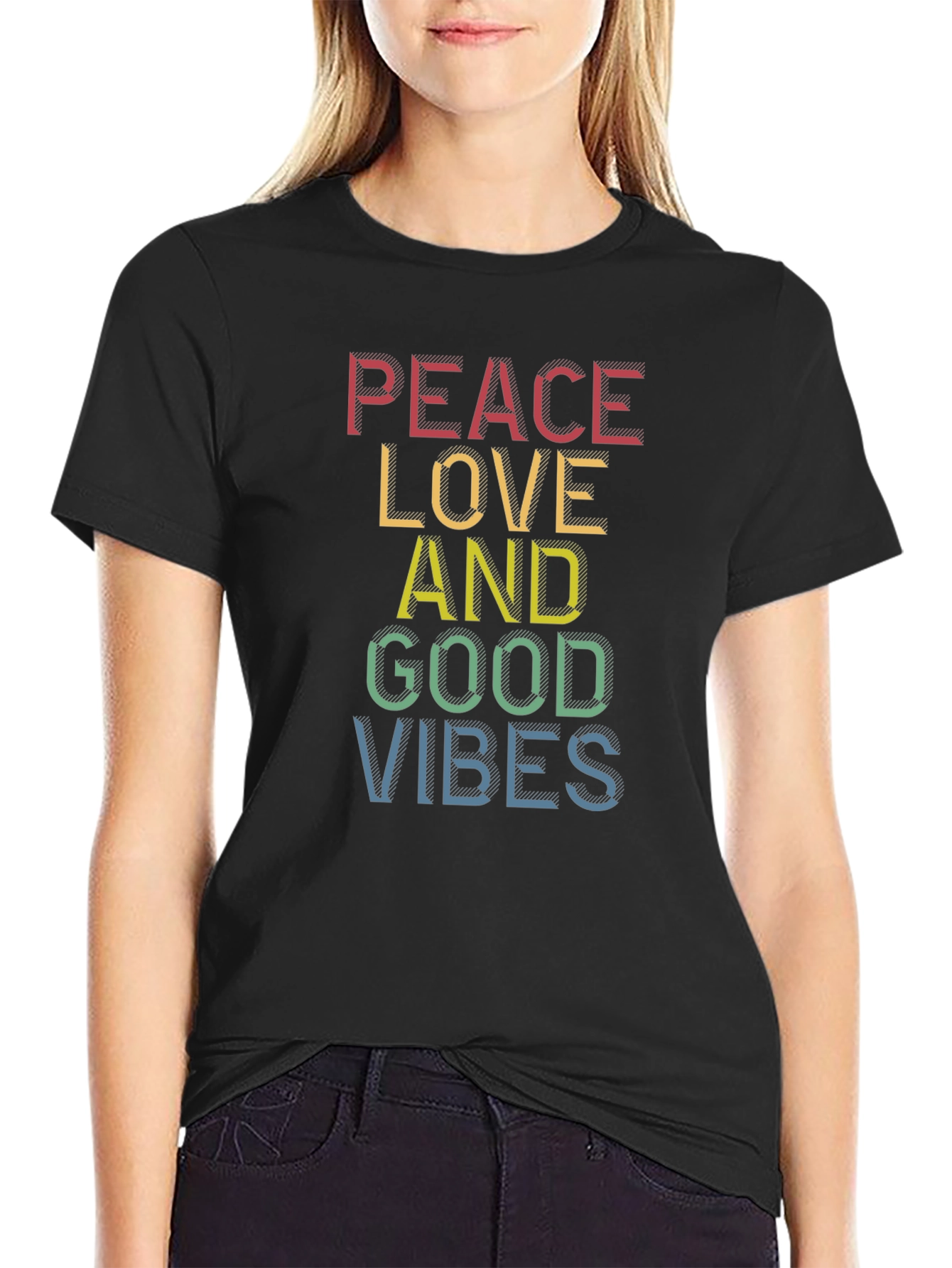Peace Love Good Vibes T-Shirt - Stylish Graphic Tee