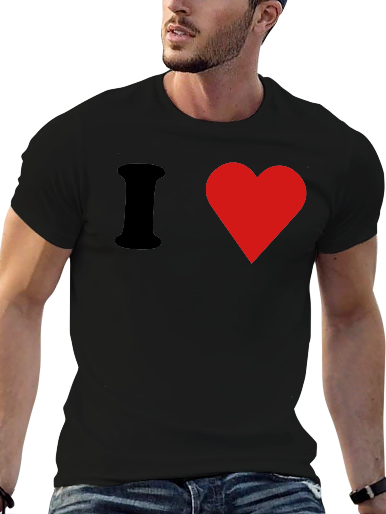 I Heart Graphic Tee - Black Cotton T-Shirt