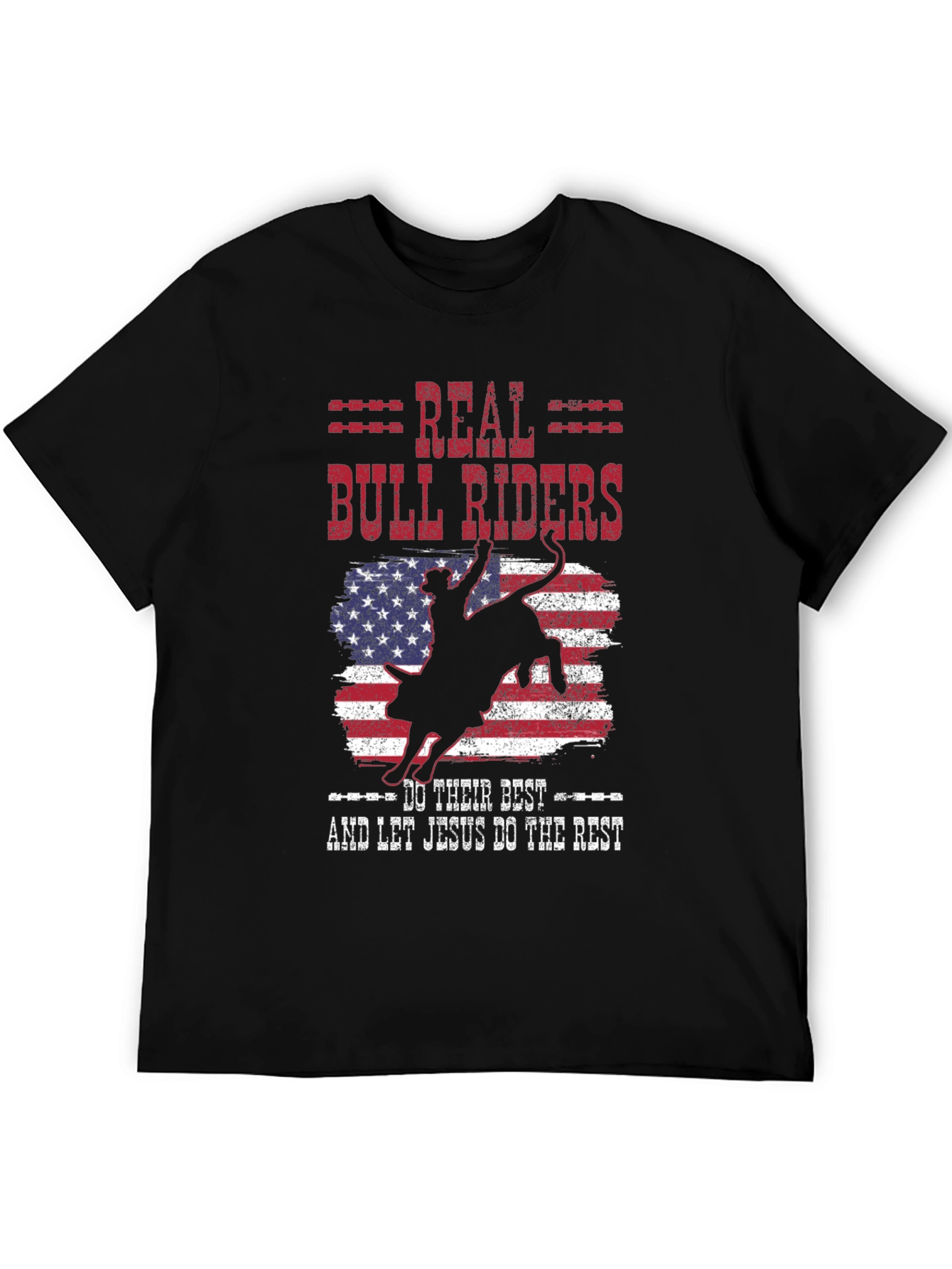 Real Bull Riders Graphic Tee - Patriotic Rodeo Shirt