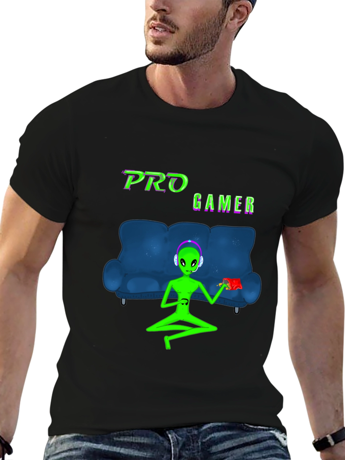 Pro Gamer Alien Graphic T-Shirt - Black