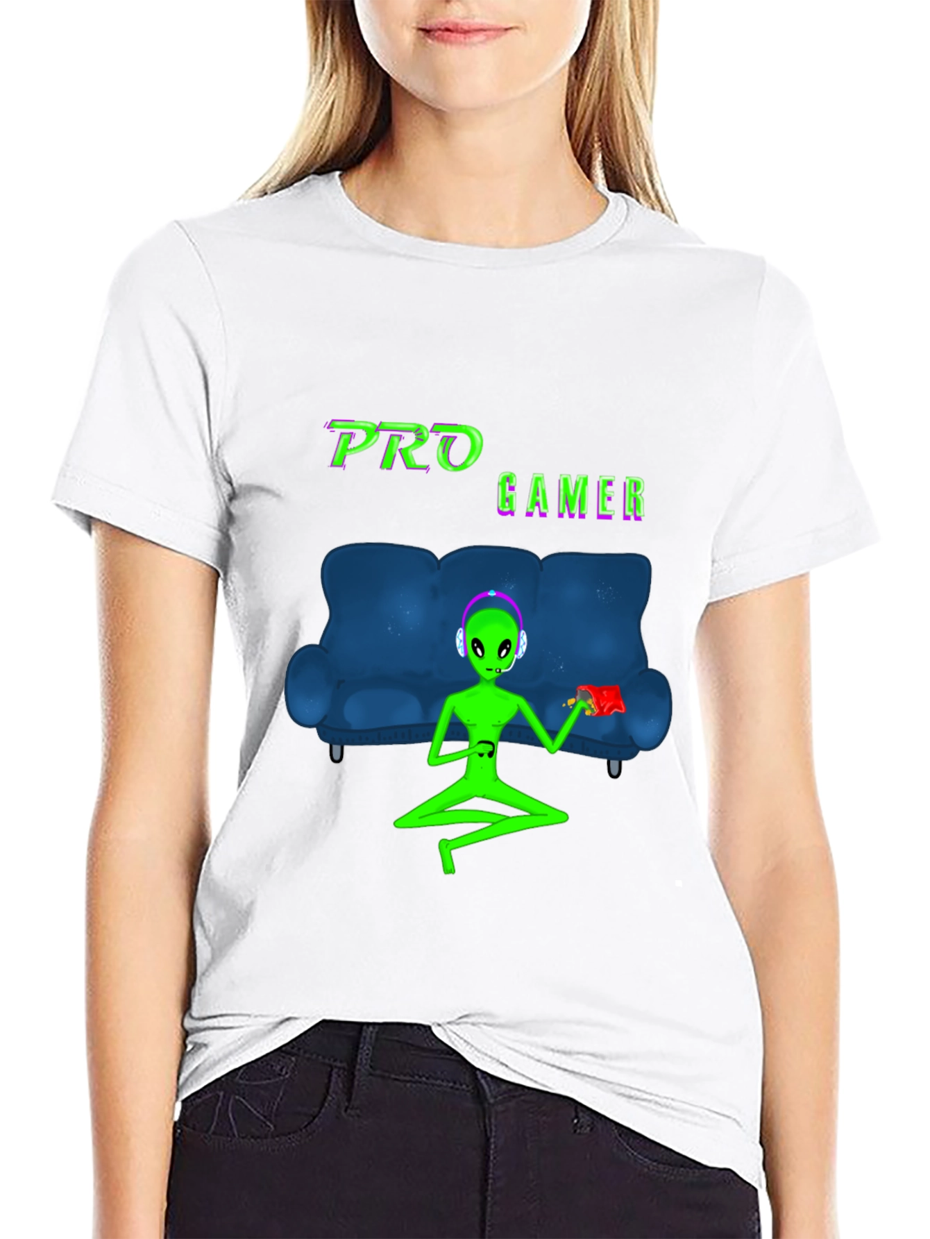 Pro Gamer Alien Graphic T-Shirt - Black