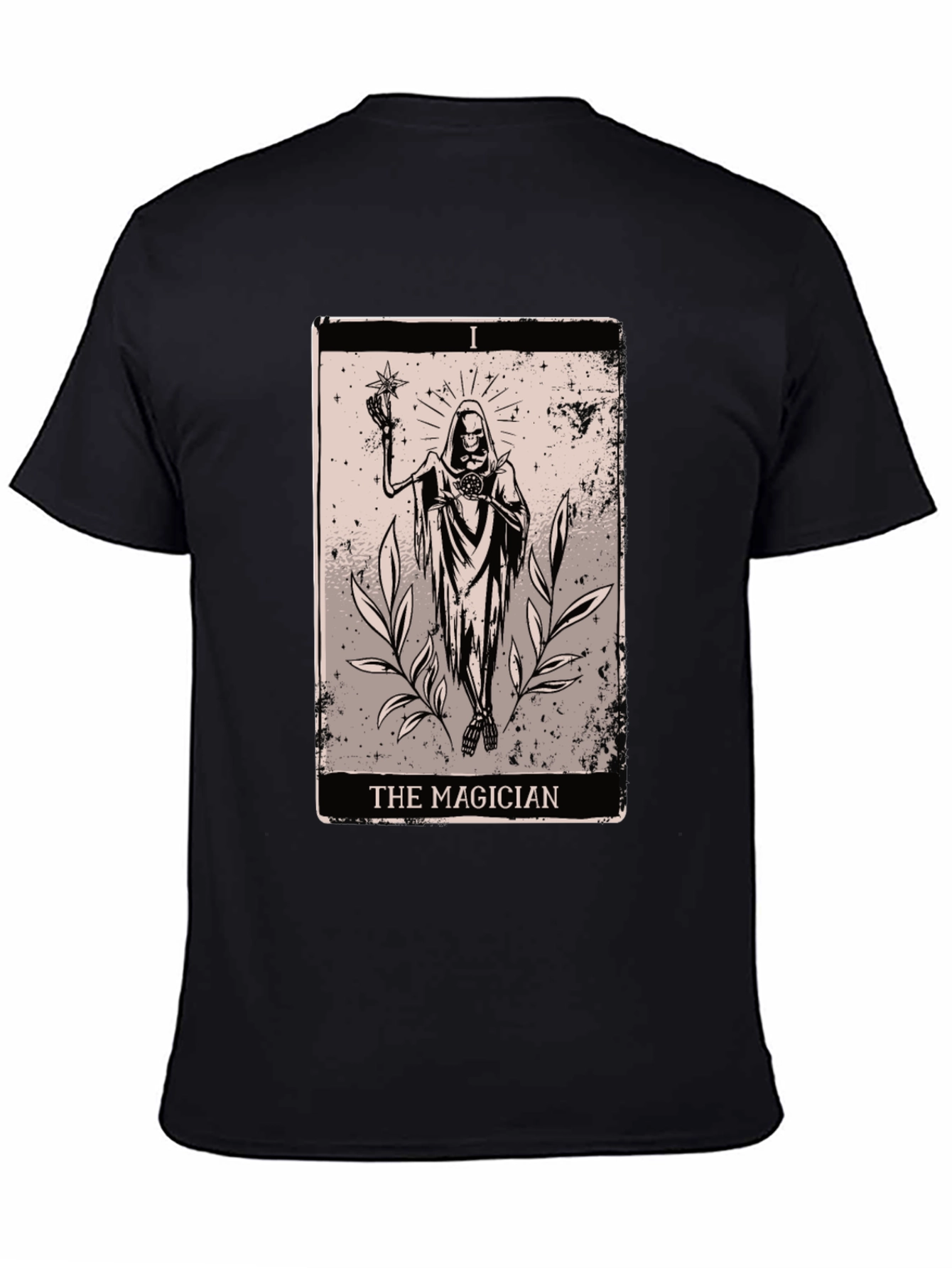 Magician Tarot Card Graphic Tee - Black Cotton T-Shirt