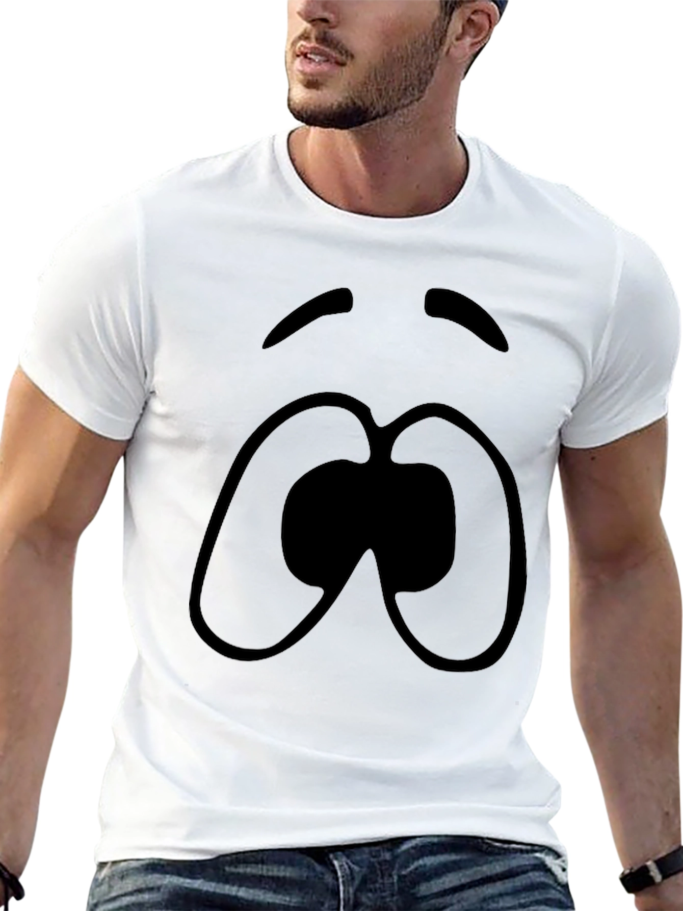 Cartoon Sad Face T-Shirt - Unisex Graphic Tee