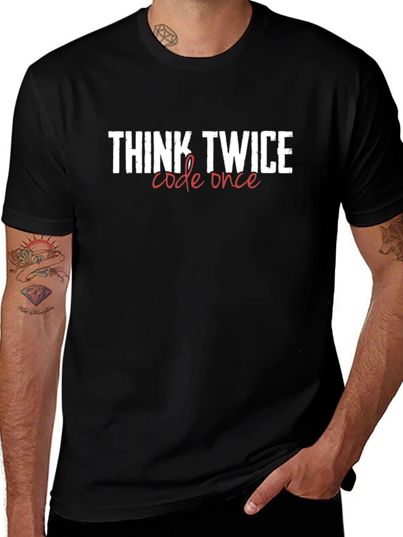 Think Twice Code Once Graphic Tee