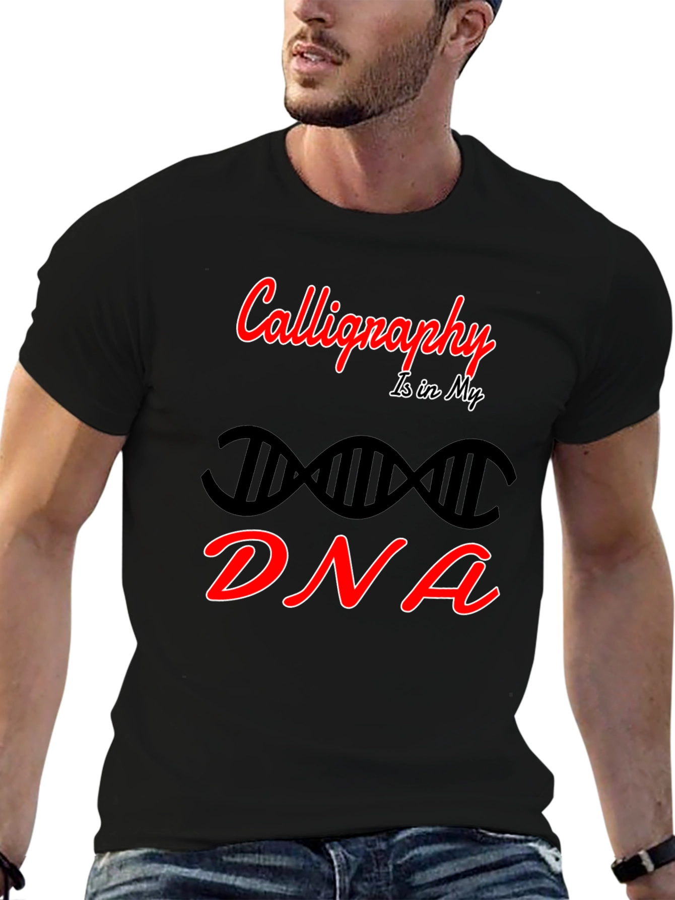 Calligraphy DNA Graphic Tee - Artistic Expression
