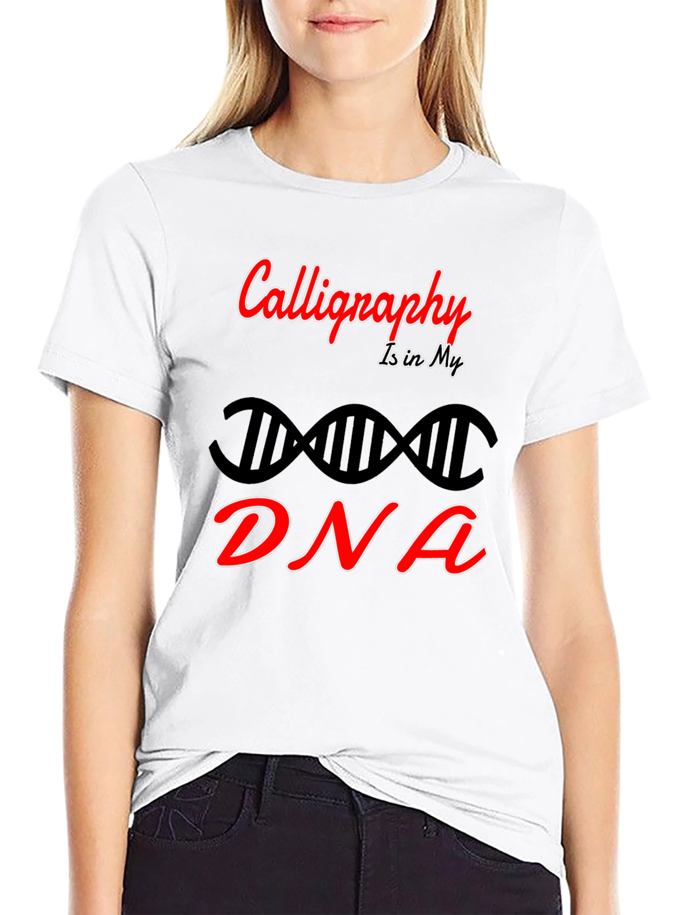 Calligraphy DNA Graphic Tee - Artistic Expression
