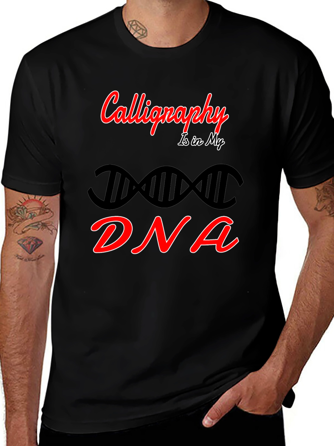 Calligraphy DNA Graphic Tee - Artistic Expression