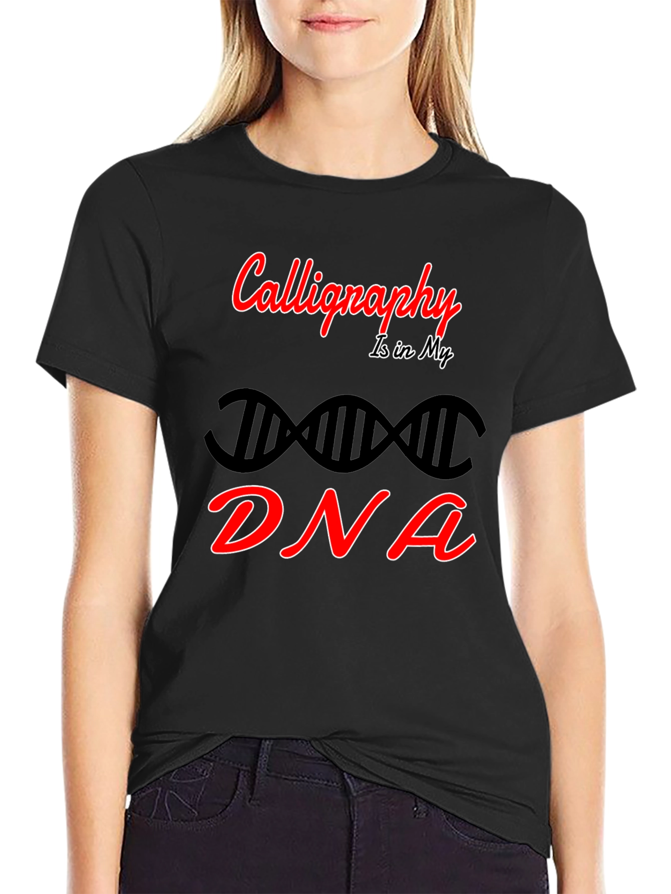Calligraphy DNA Graphic Tee - Artistic Expression