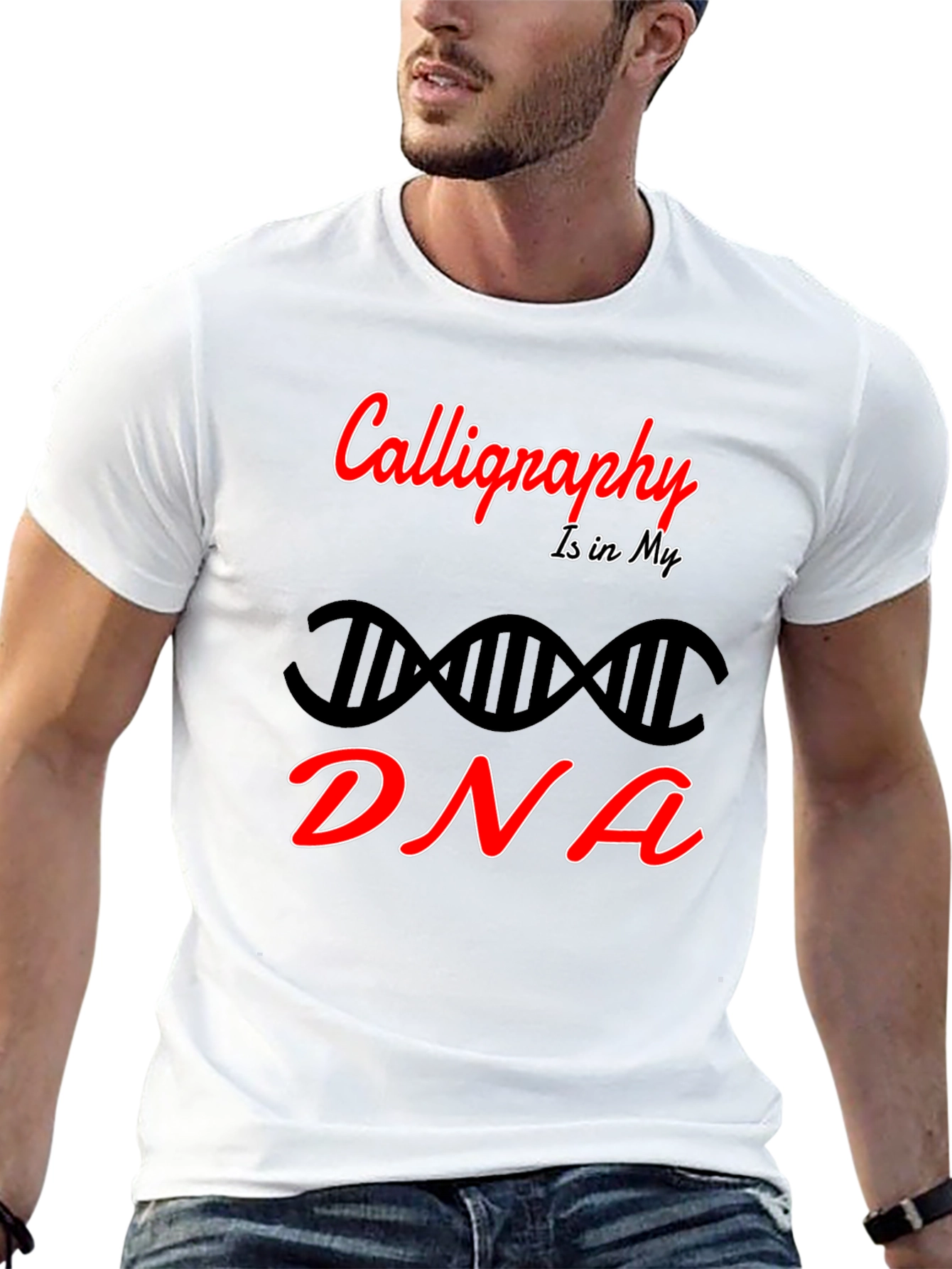 Calligraphy DNA Graphic Tee - Artistic Expression