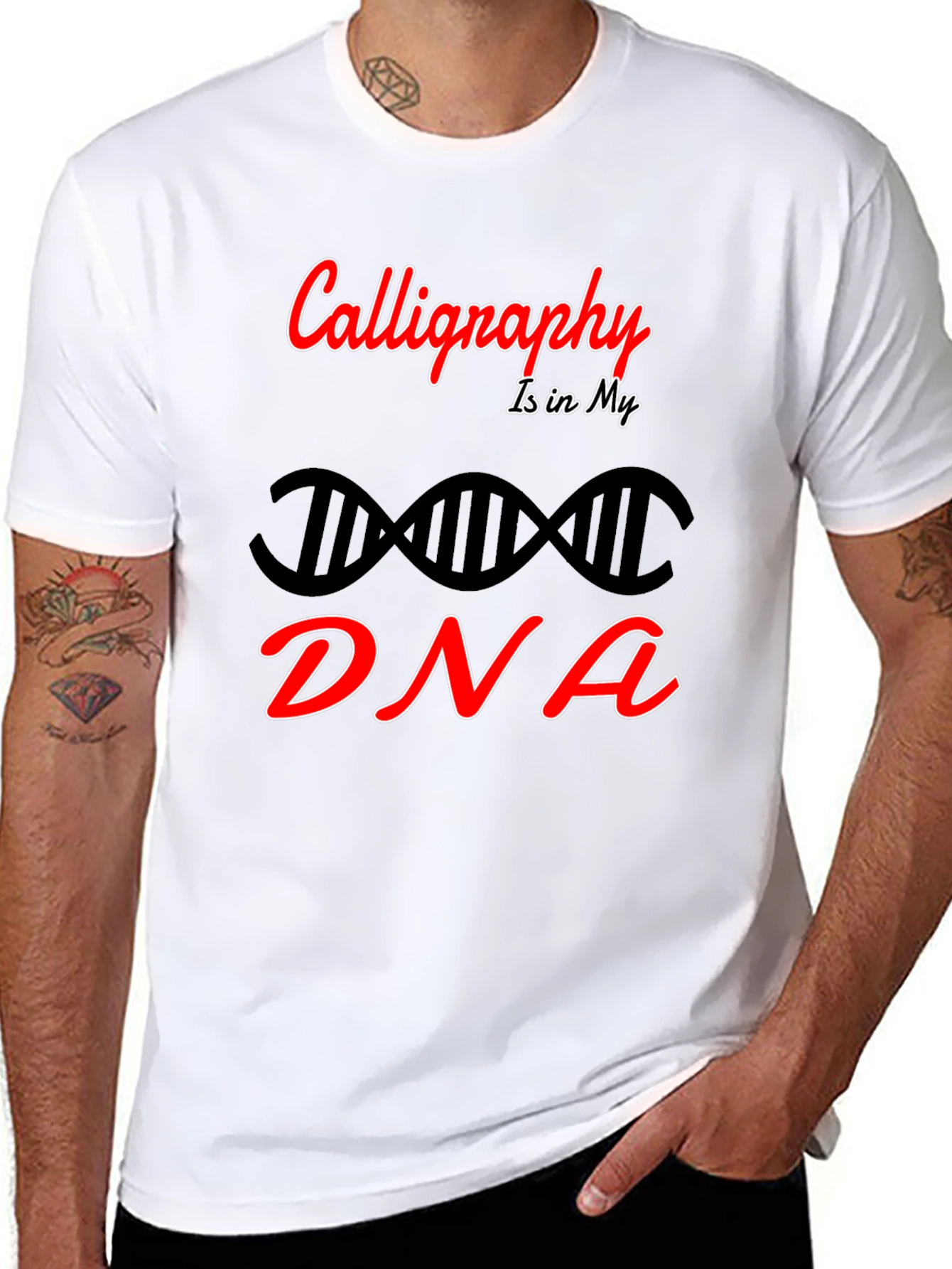 Calligraphy DNA Graphic Tee - Artistic Expression