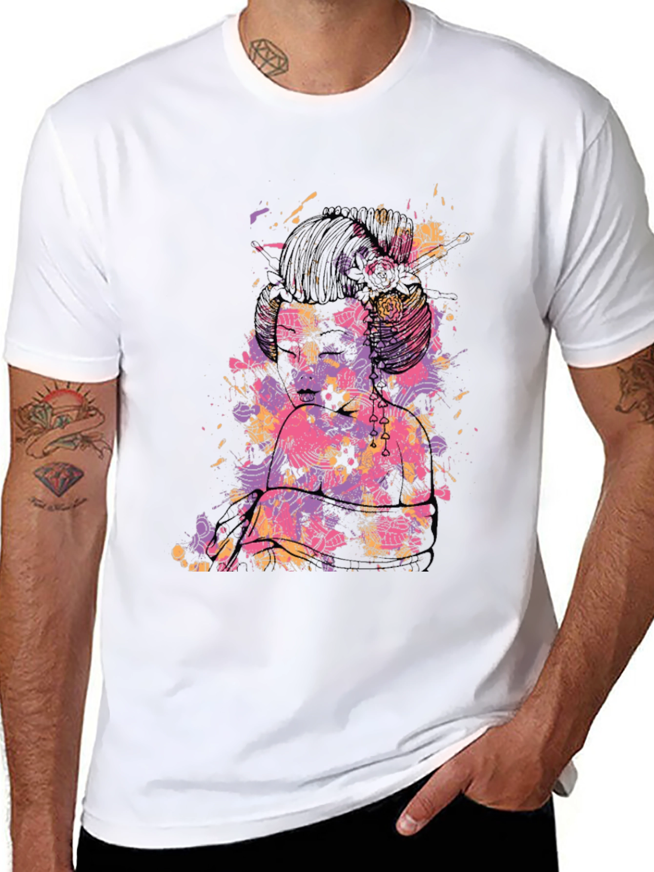 Abstract Floral Graphic Black T-Shirt