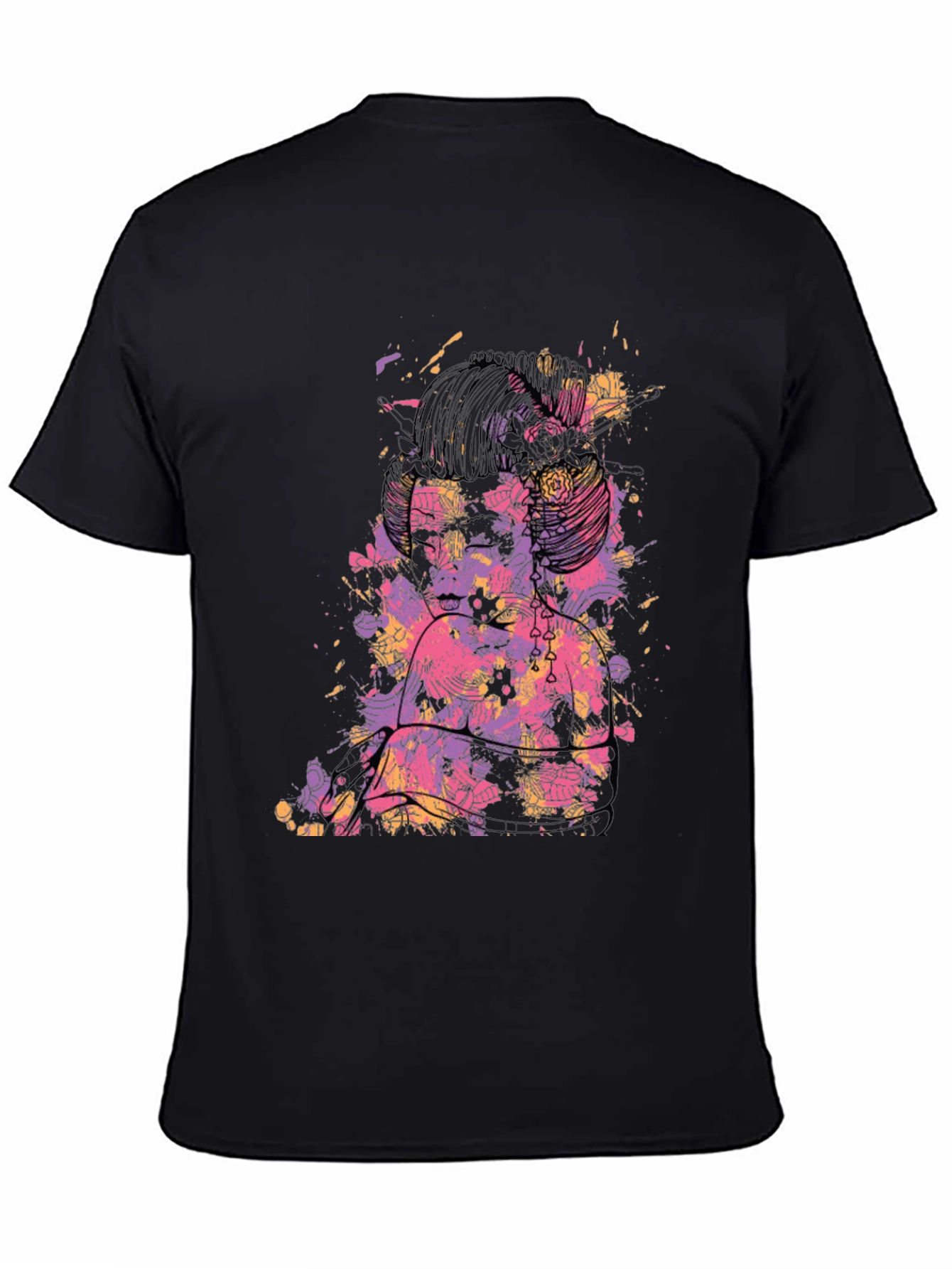 Abstract Floral Graphic Black T-Shirt