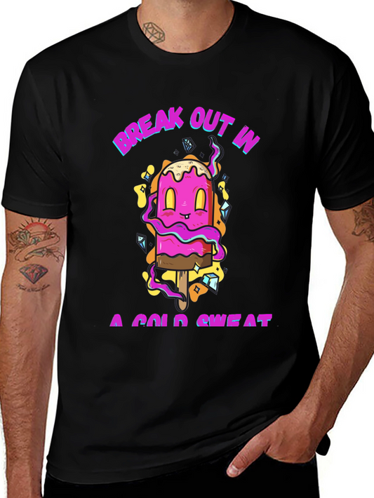 Break Out In A Cold Sweat Graphic Tee - Cool Cartoon Popsicle