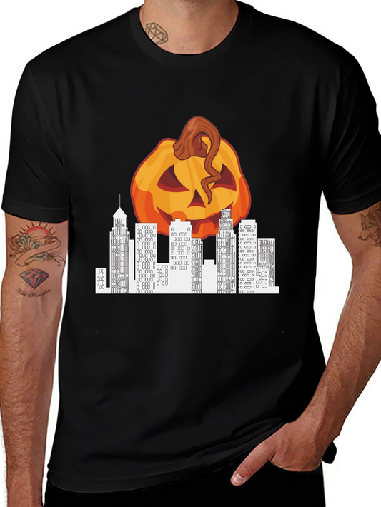Halloween Pumpkin Cityscape Graphic Tee