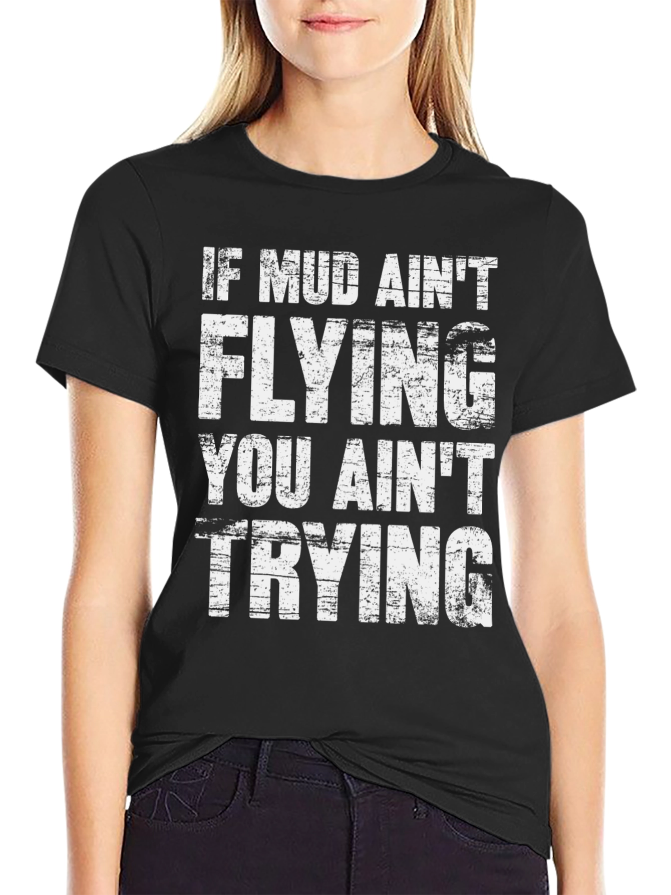 Mud Aint Flying Mens Graphic Tee - Black