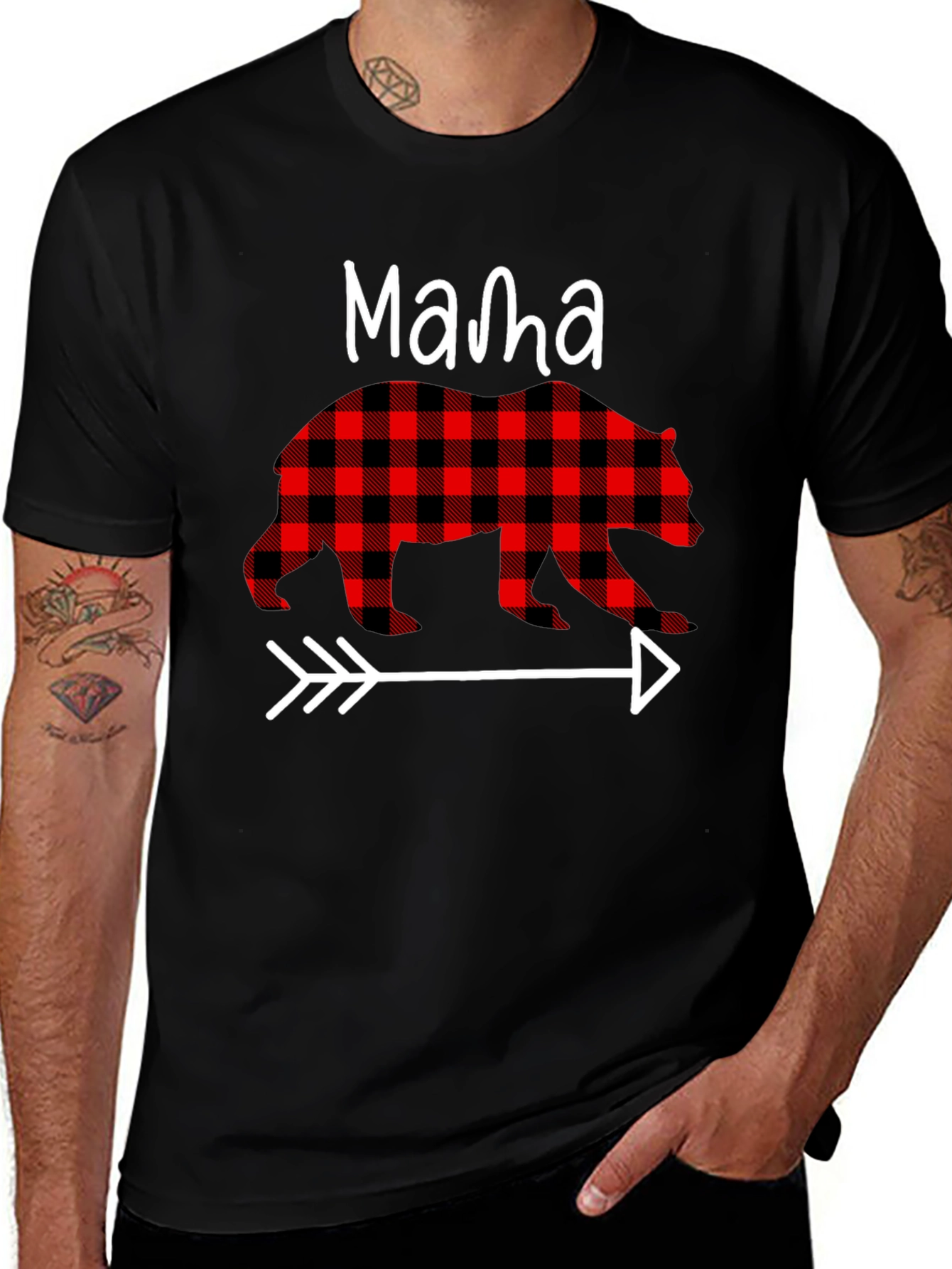 Mama Bear Plaid Arrow Graphic Tee