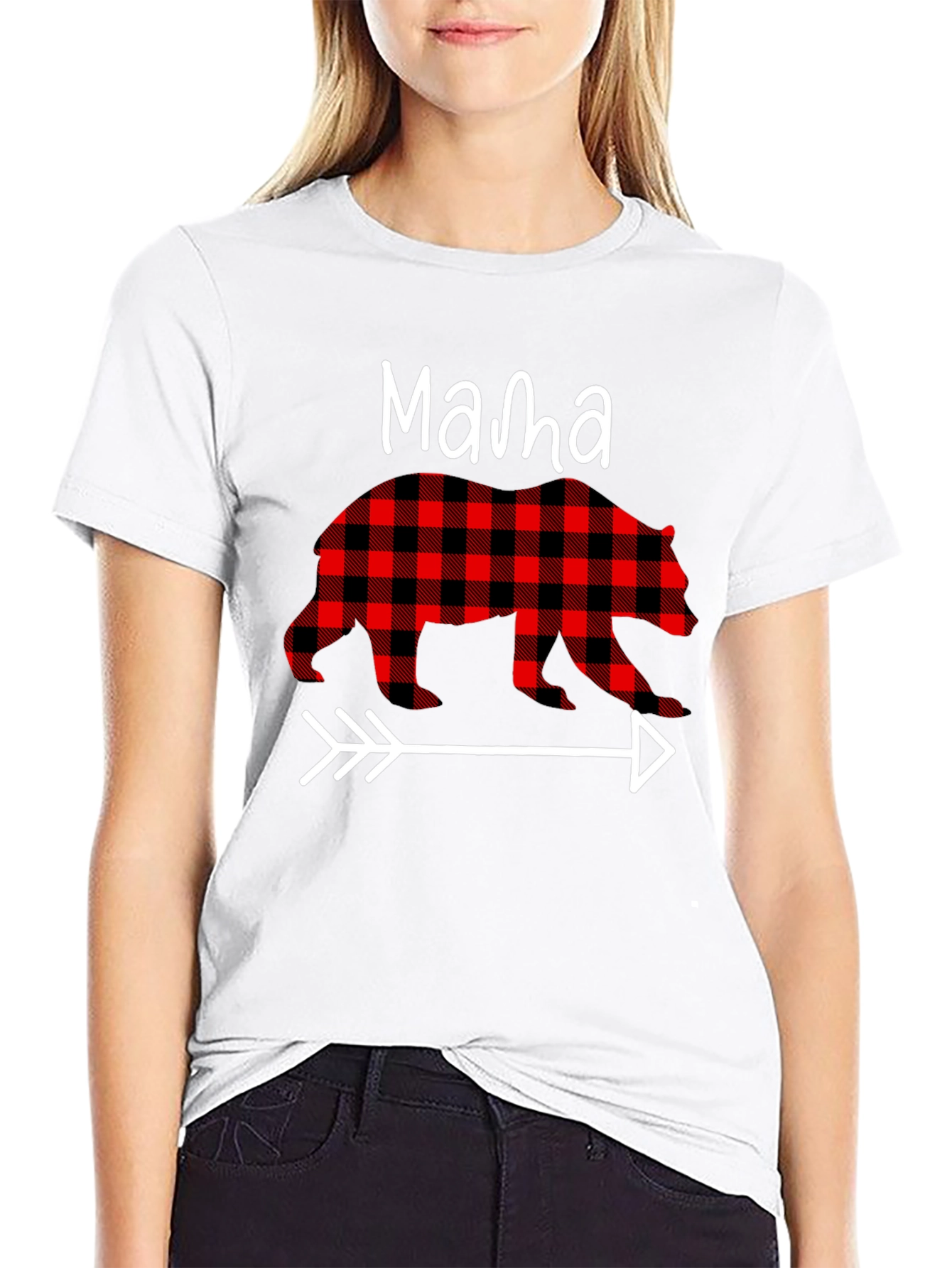 Mama Bear Plaid Arrow Graphic Tee