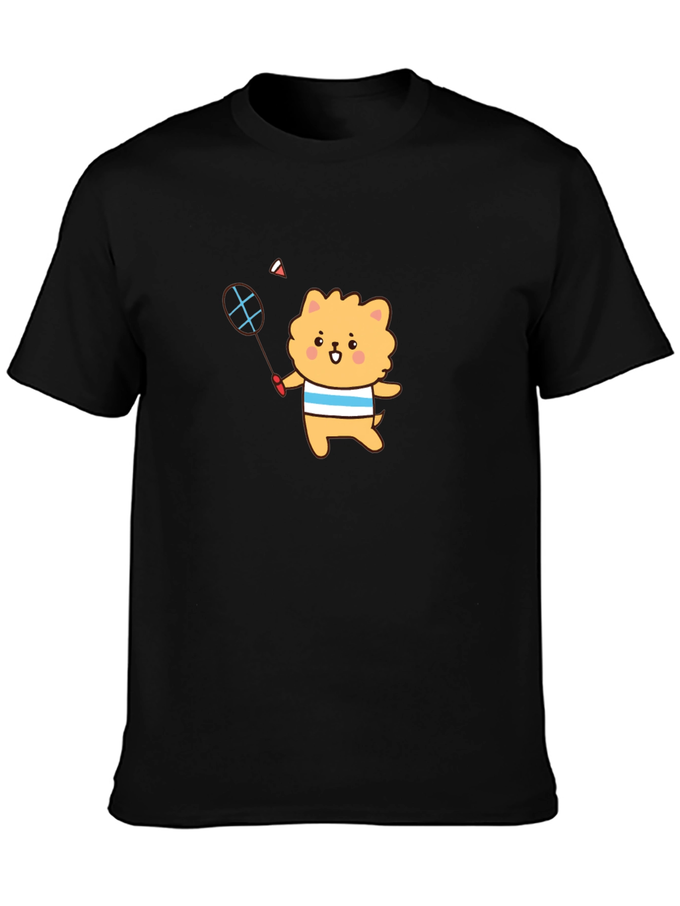 Cute Cartoon Dog Badminton T-Shirt
