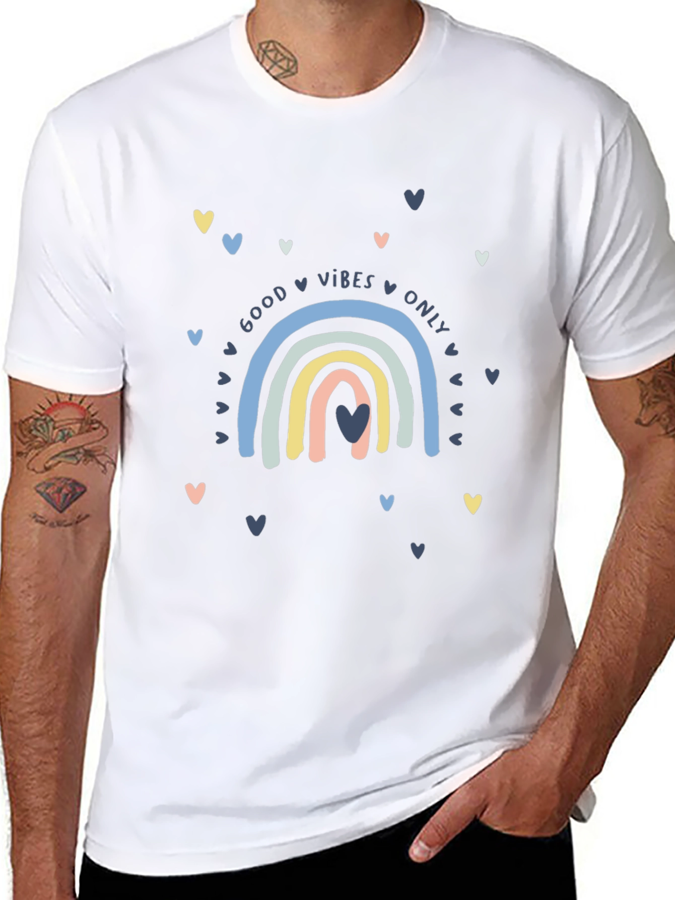 Good Vibes Rainbow Graphic Tee - Black