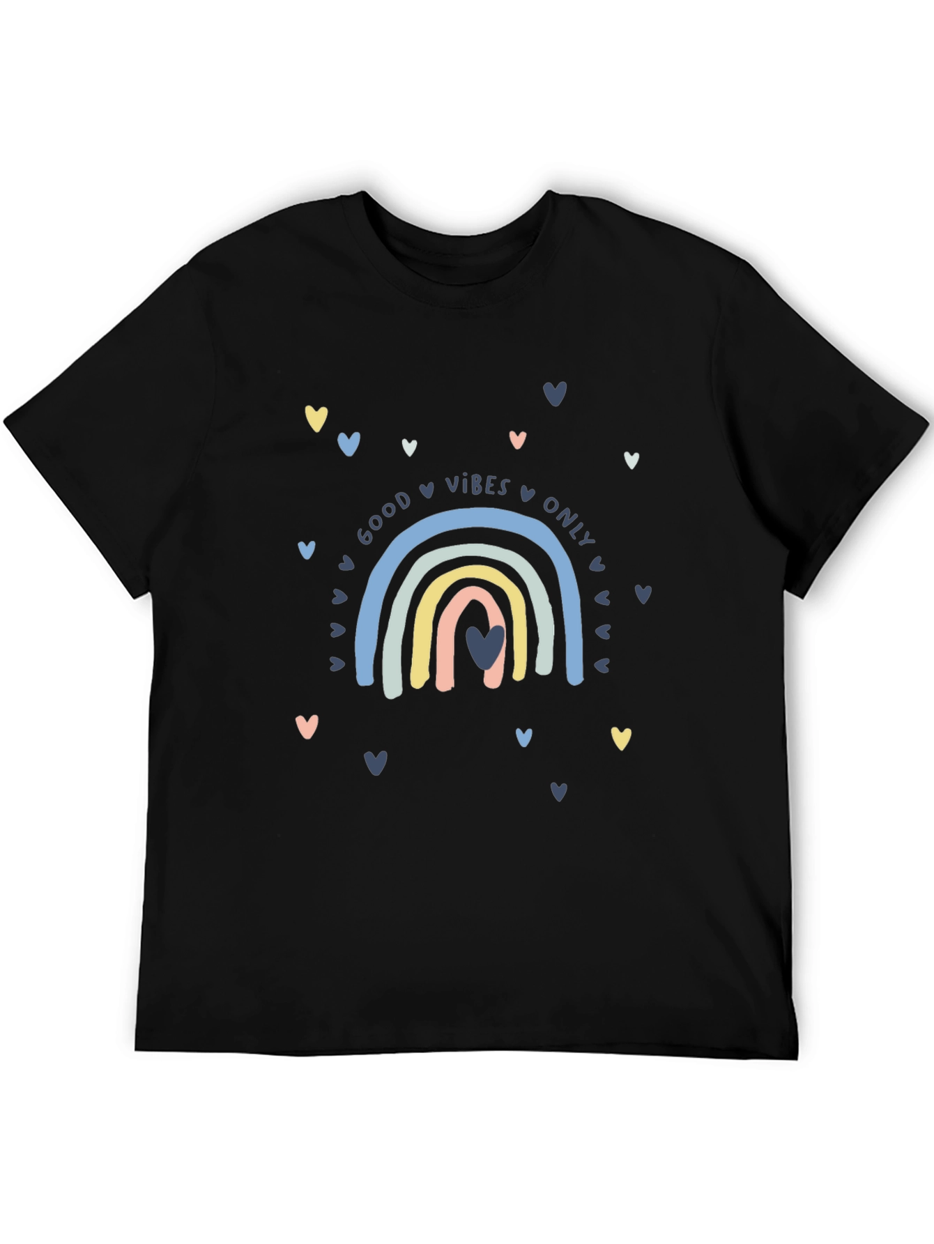 Good Vibes Rainbow Graphic Tee - Black