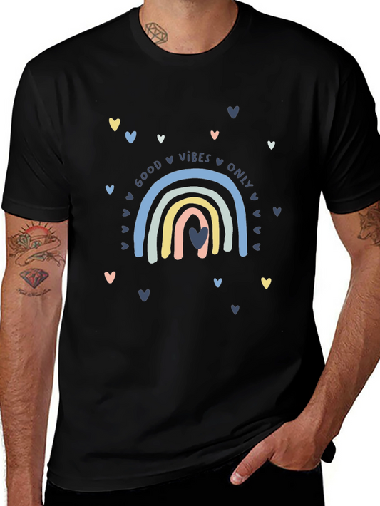 Good Vibes Rainbow Graphic Tee - Black