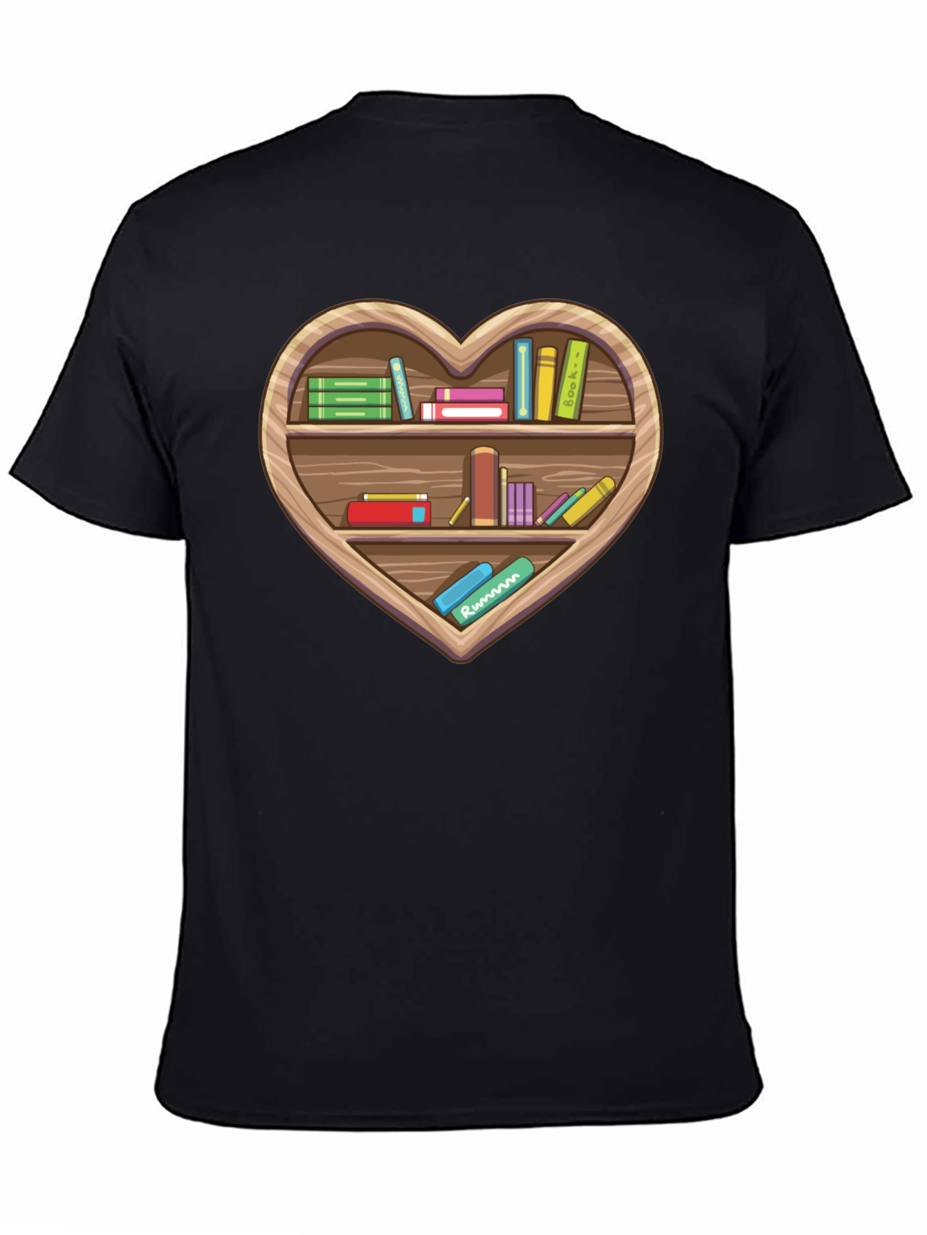 Book Lover Heart Bookshelf T-Shirt